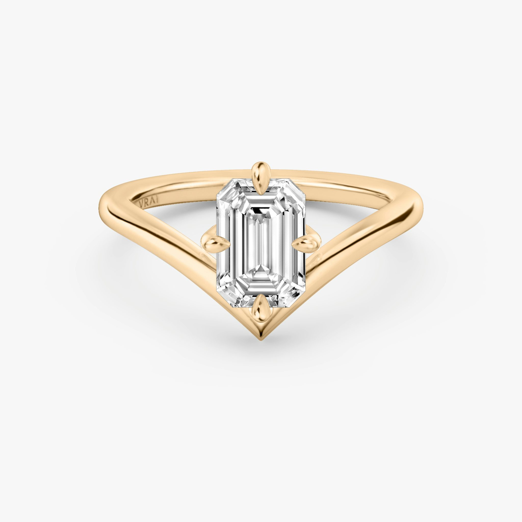 The Signature V | Emerald | 14k | Rose Gold | bandAccent: Plain | diamondOrientation: vertical | caratWeight: other