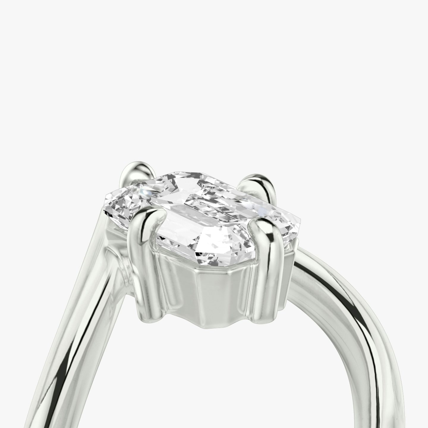 The Signature V | Emerald | 18k | White Gold | bandAccent: Plain | diamondOrientation: vertical | caratWeight: other