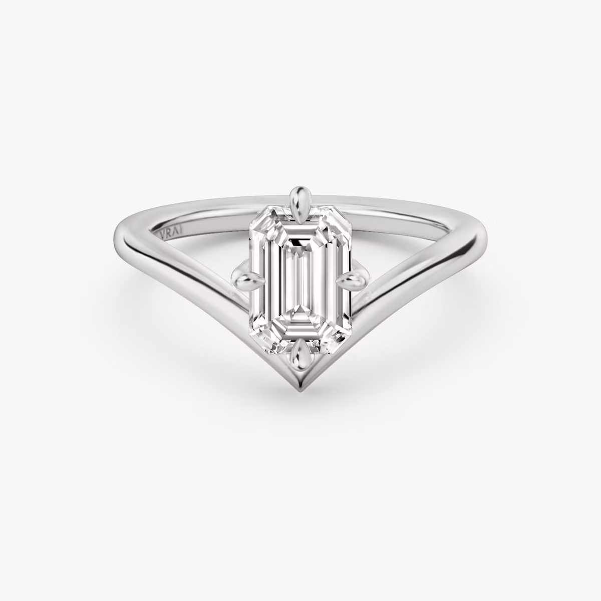 The Signature V | Emerald | Platinum | bandAccent: Plain | diamondOrientation: vertical | caratWeight: other