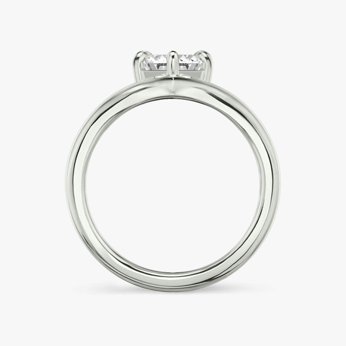 The Signature V | Emerald | 18k | White Gold | bandAccent: Plain | diamondOrientation: vertical | caratWeight: other
