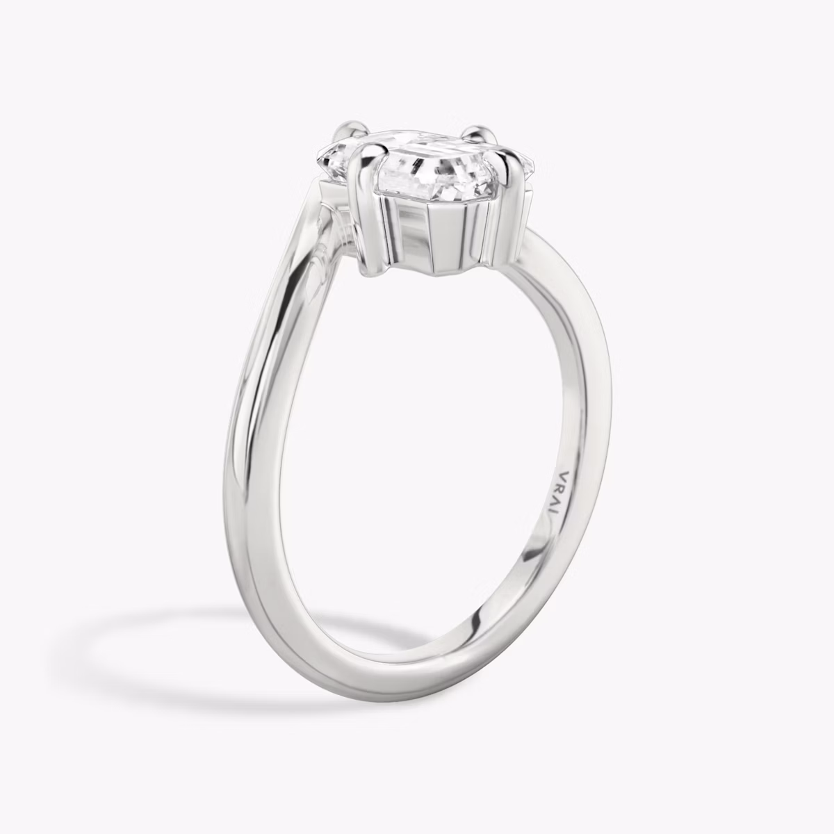 The Signature V | Emerald | Platinum | bandAccent: Plain | diamondOrientation: vertical | caratWeight: other