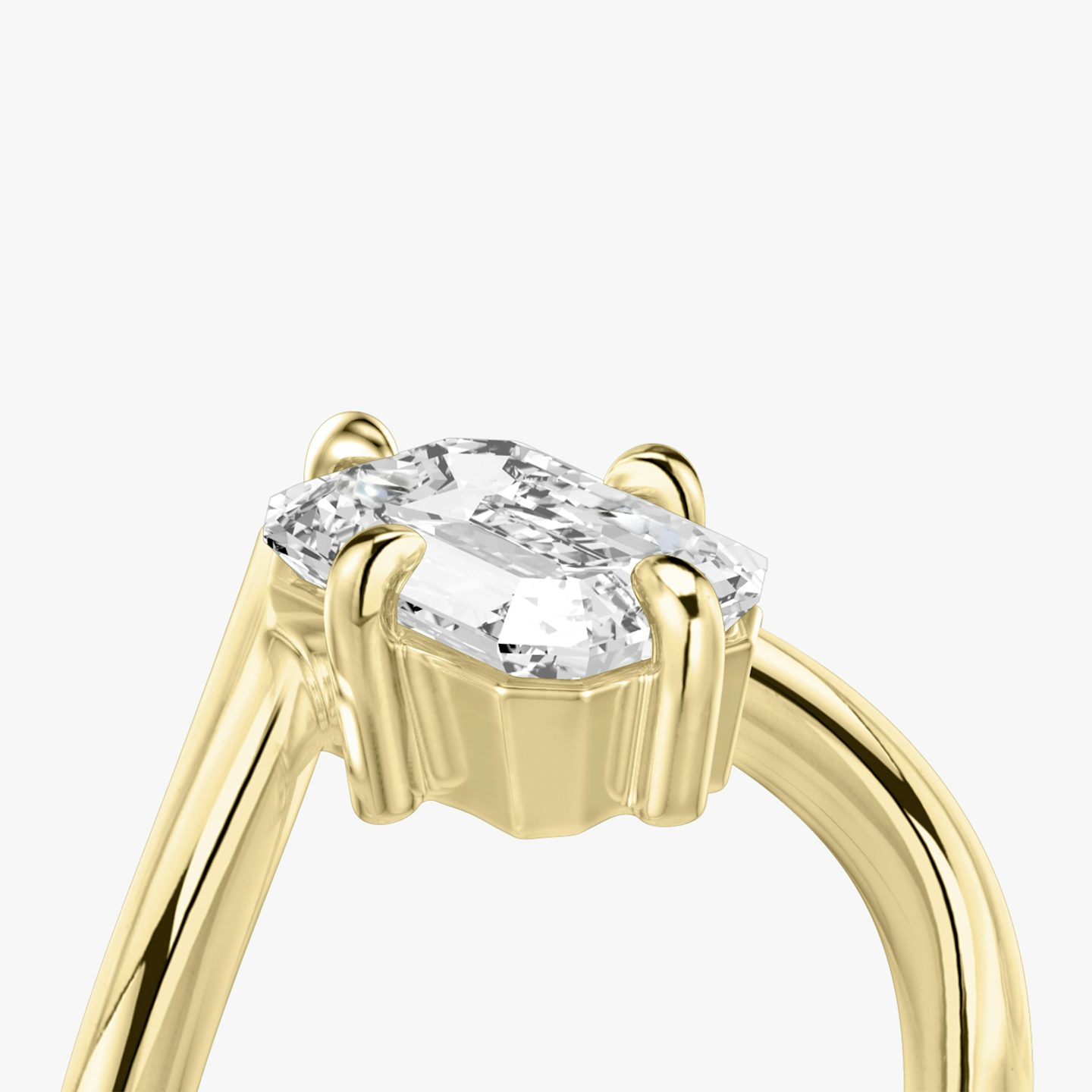 The Signature V | Emerald | 18k | Yellow Gold | bandAccent: Plain | diamondOrientation: vertical | caratWeight: other