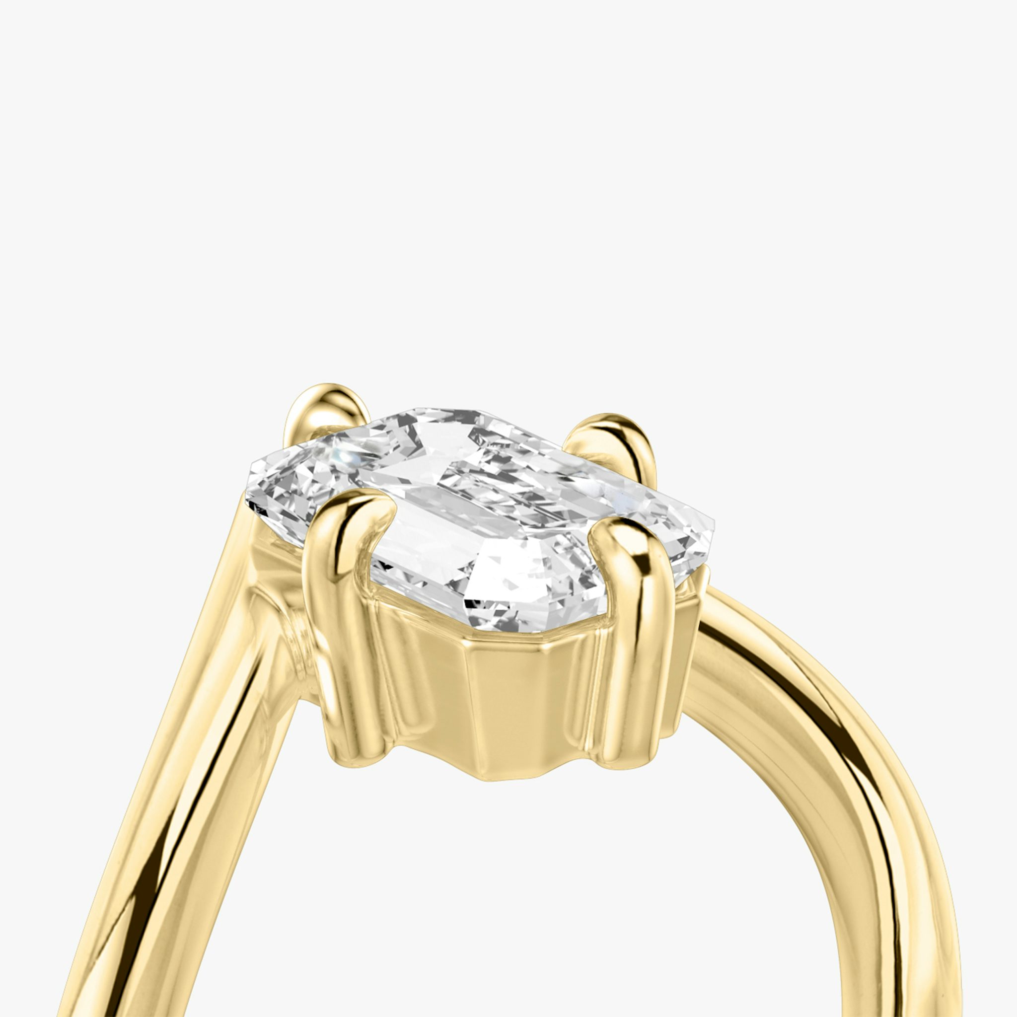The Signature V | Emerald | 18k | Yellow Gold | bandAccent: Plain | diamondOrientation: vertical | caratWeight: other