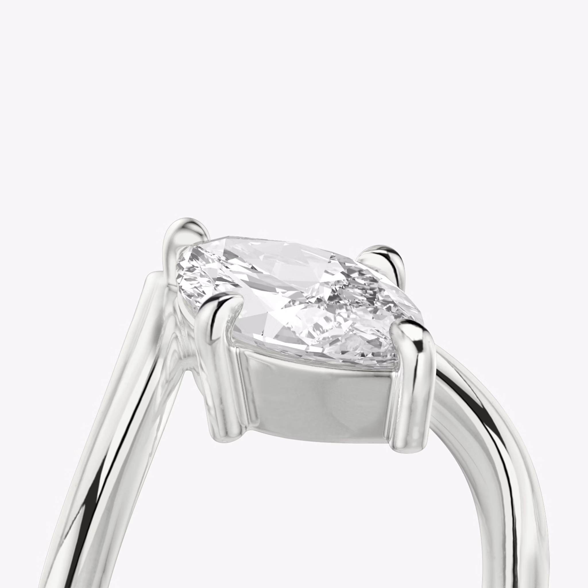 The Signature V | Marquise | 18k | White Gold | bandAccent: Plain | diamondOrientation: vertical | caratWeight: other