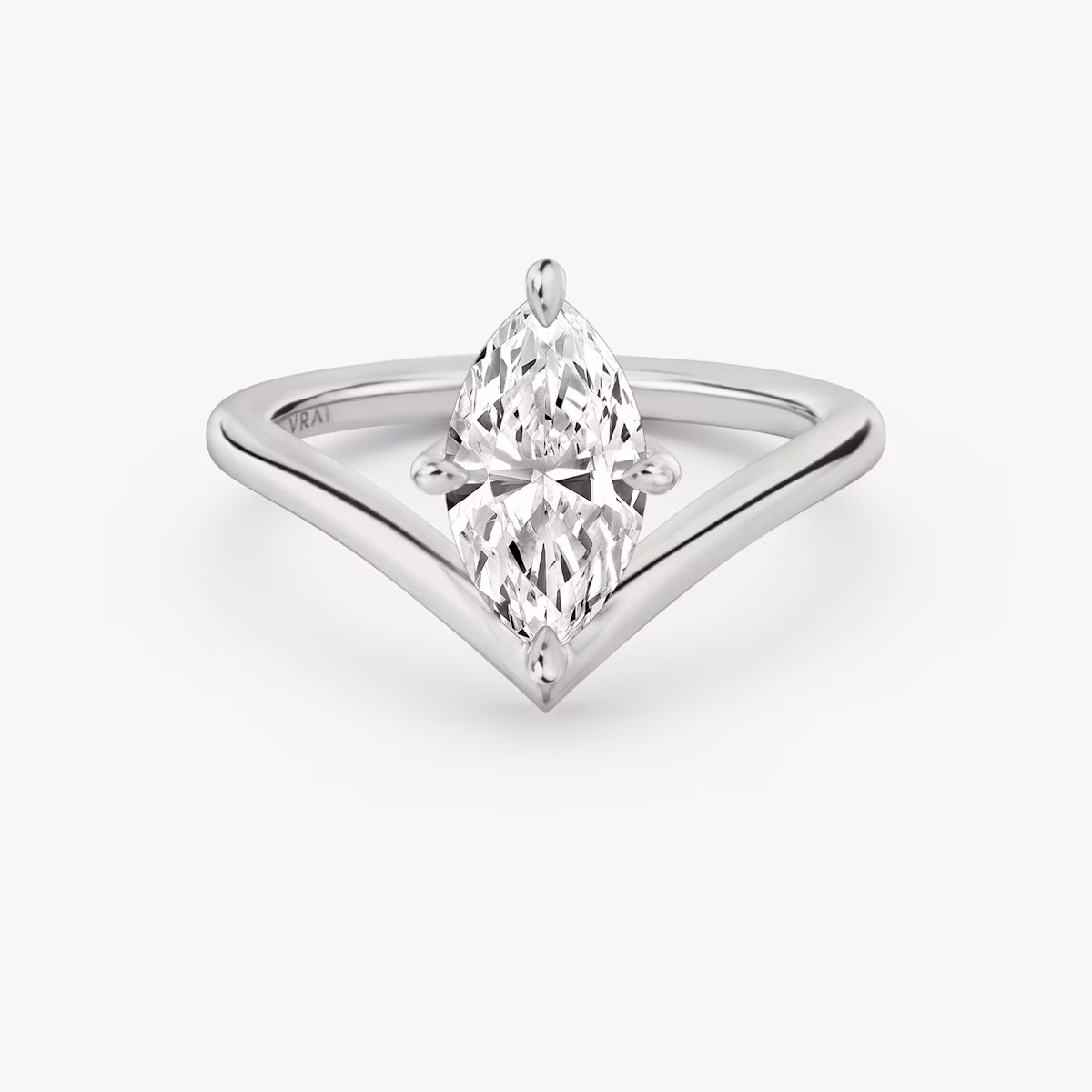 The Signature V | Marquise | 18k | White Gold | bandAccent: Plain | diamondOrientation: vertical | caratWeight: other