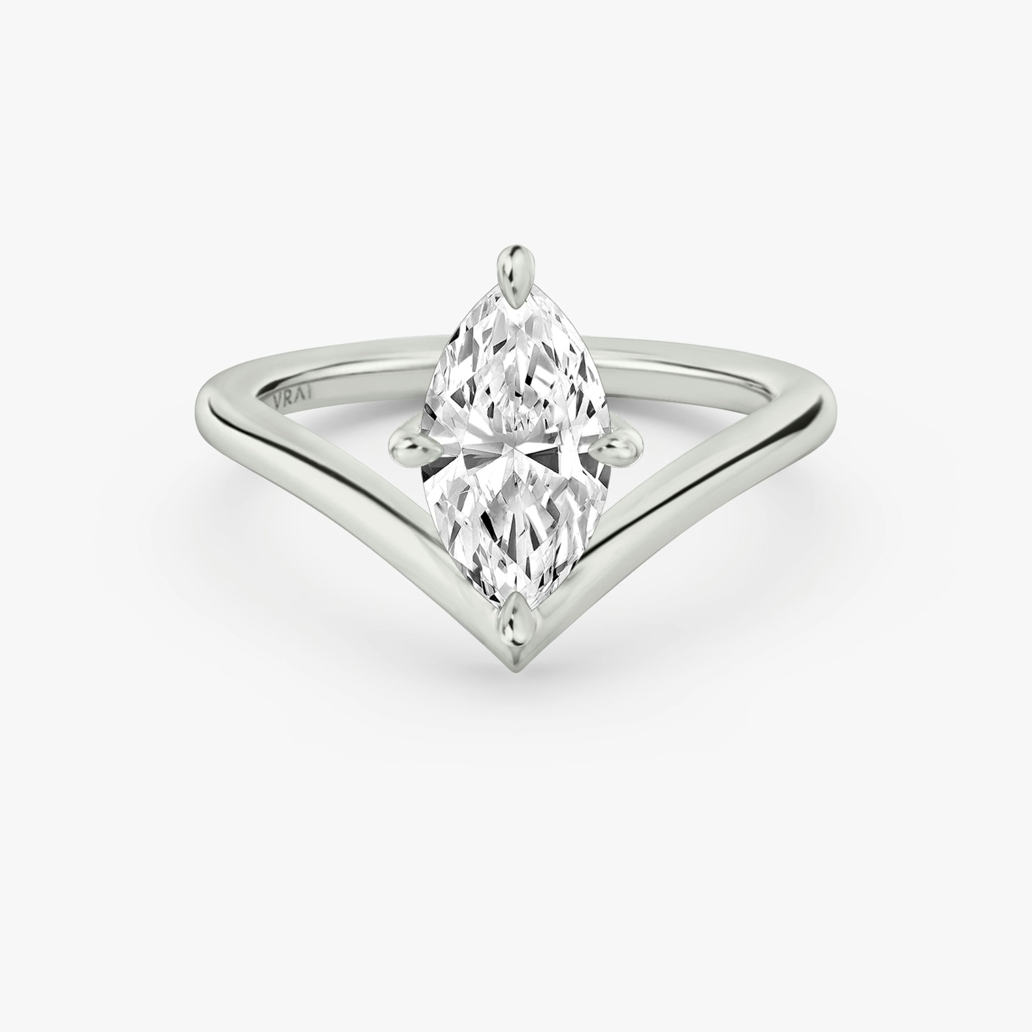 The Signature V | Marquise | 18k | White Gold | bandAccent: Plain | diamondOrientation: vertical | caratWeight: other