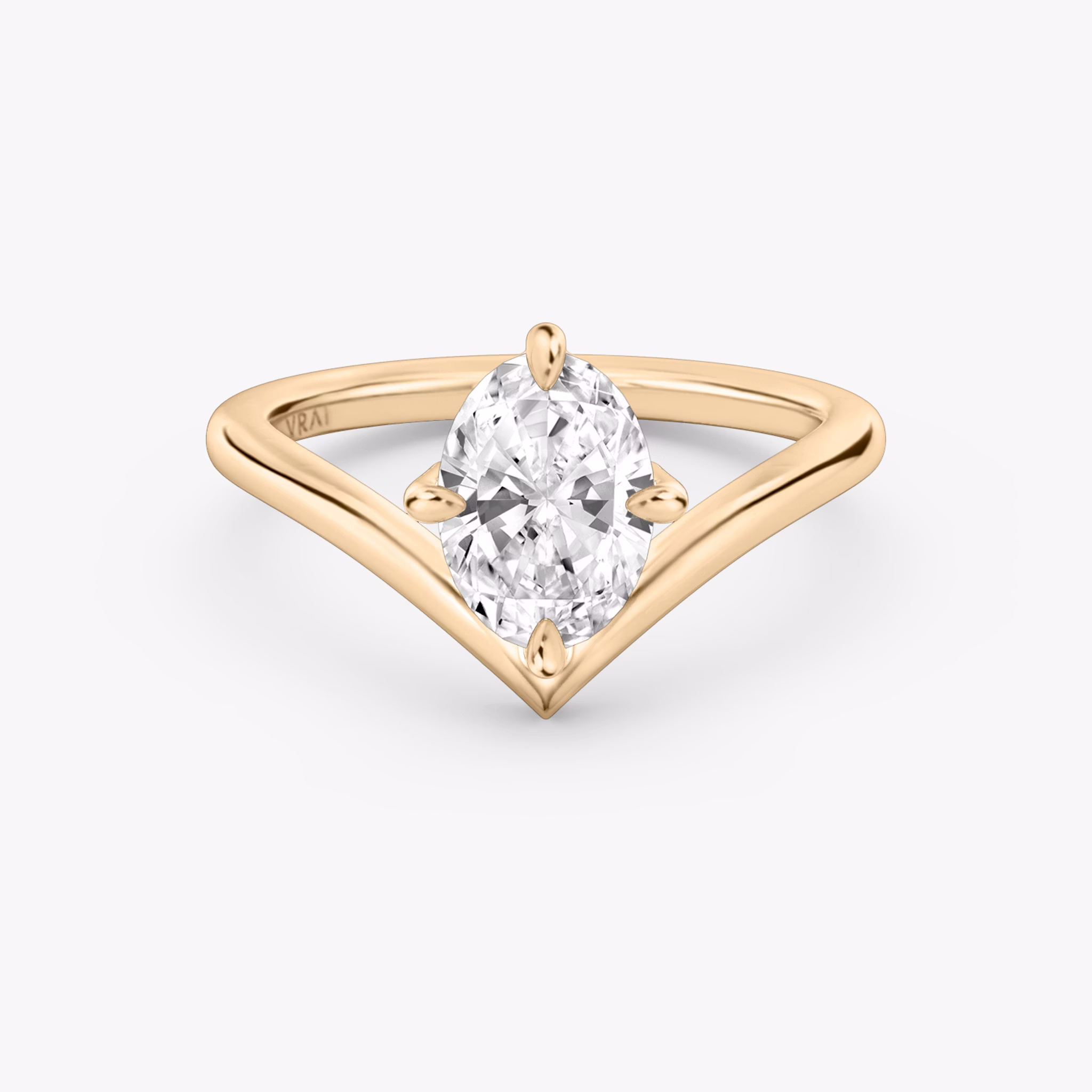 The Signature V | Oval | 14k | Rose Gold | bandAccent: Plain | diamondOrientation: vertical | caratWeight: other