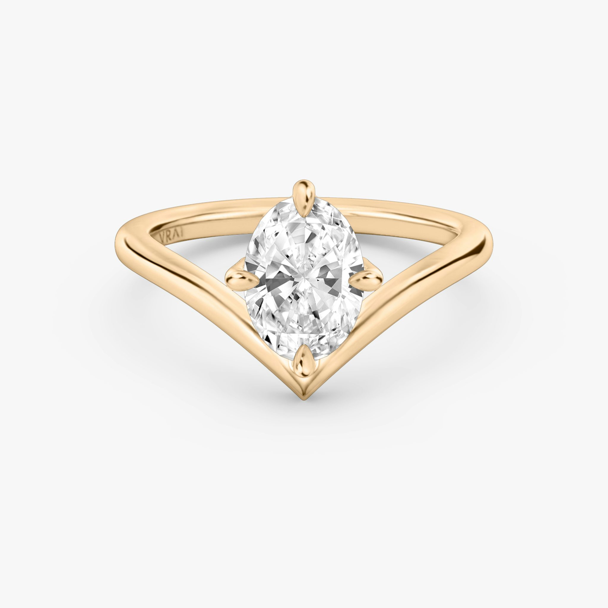 The Signature V | Oval | 14k | Rose Gold | bandAccent: Plain | diamondOrientation: vertical | caratWeight: other