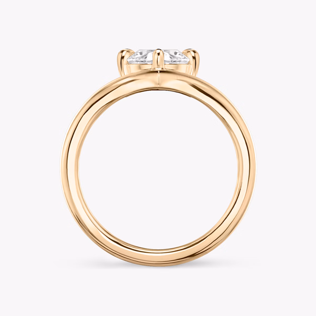 The Signature V | Oval | 14k | Rose Gold | bandAccent: Plain | diamondOrientation: vertical | caratWeight: other