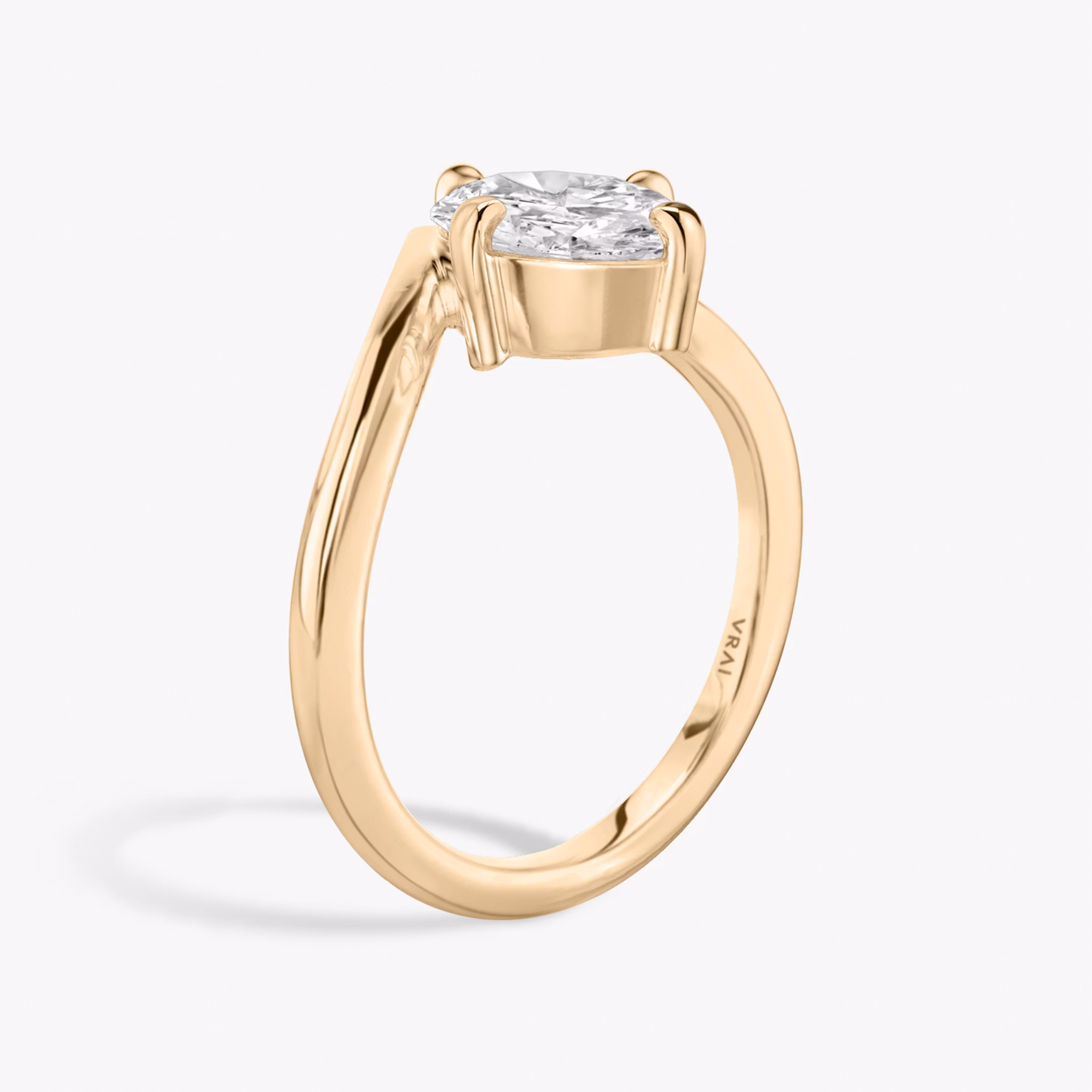 The Signature V | Oval | 14k | Rose Gold | bandAccent: Plain | diamondOrientation: vertical | caratWeight: other
