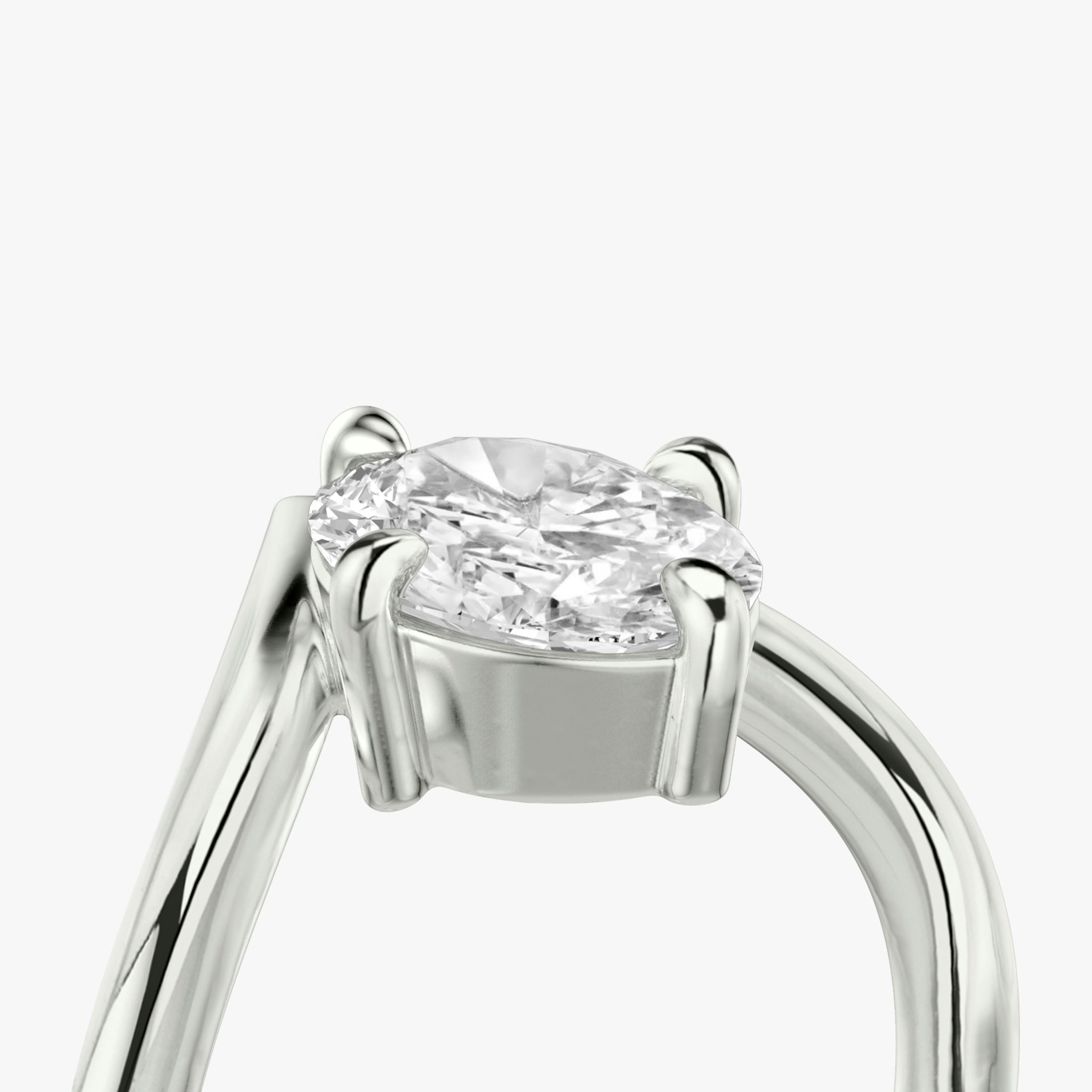 The Signature V | Oval | 18k | White Gold | bandAccent: Plain | diamondOrientation: vertical | caratWeight: other