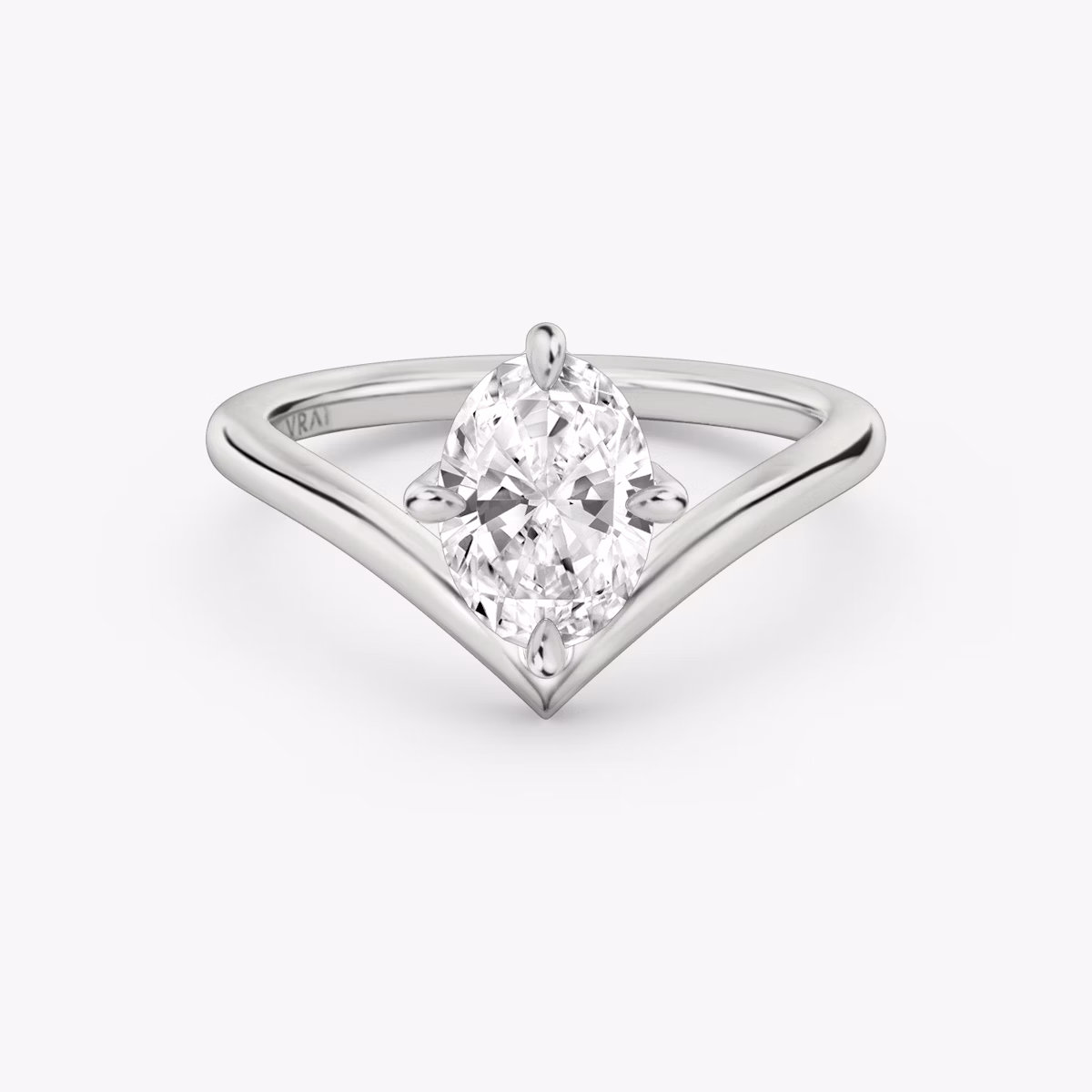 signature v ring oval plain platinum