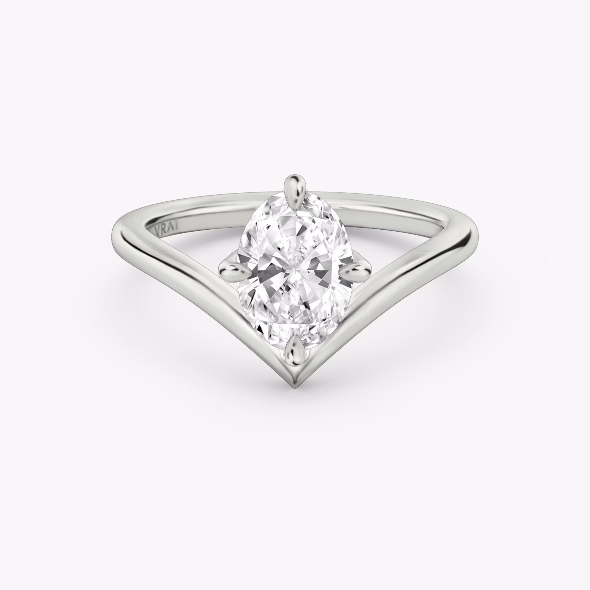 signature v ring oval plain platinum