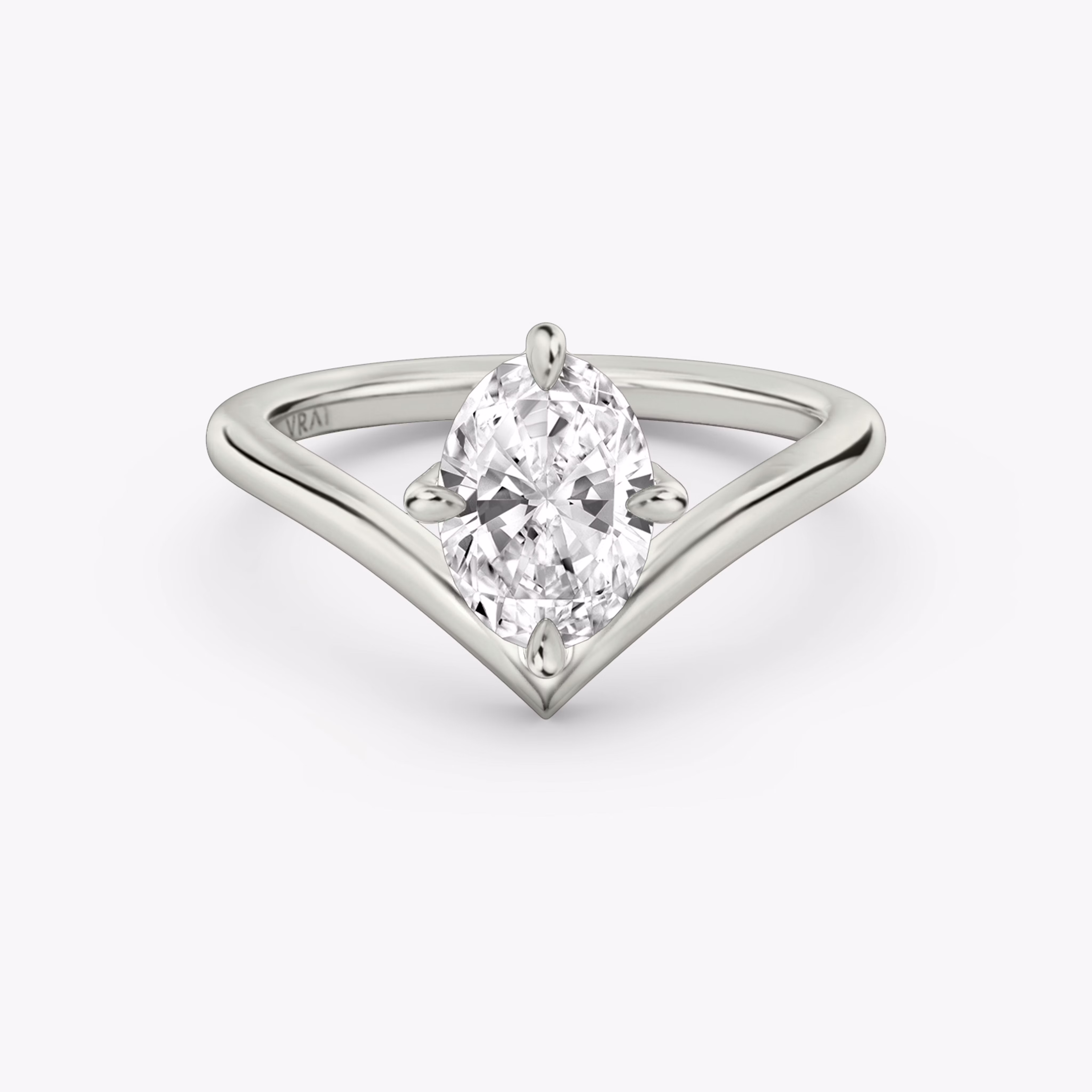 signature v ring oval plain platinum
