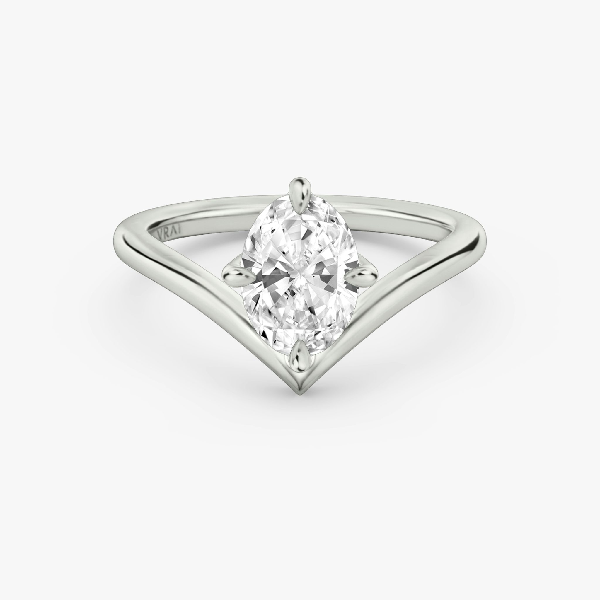 signature v ring oval plain platinum