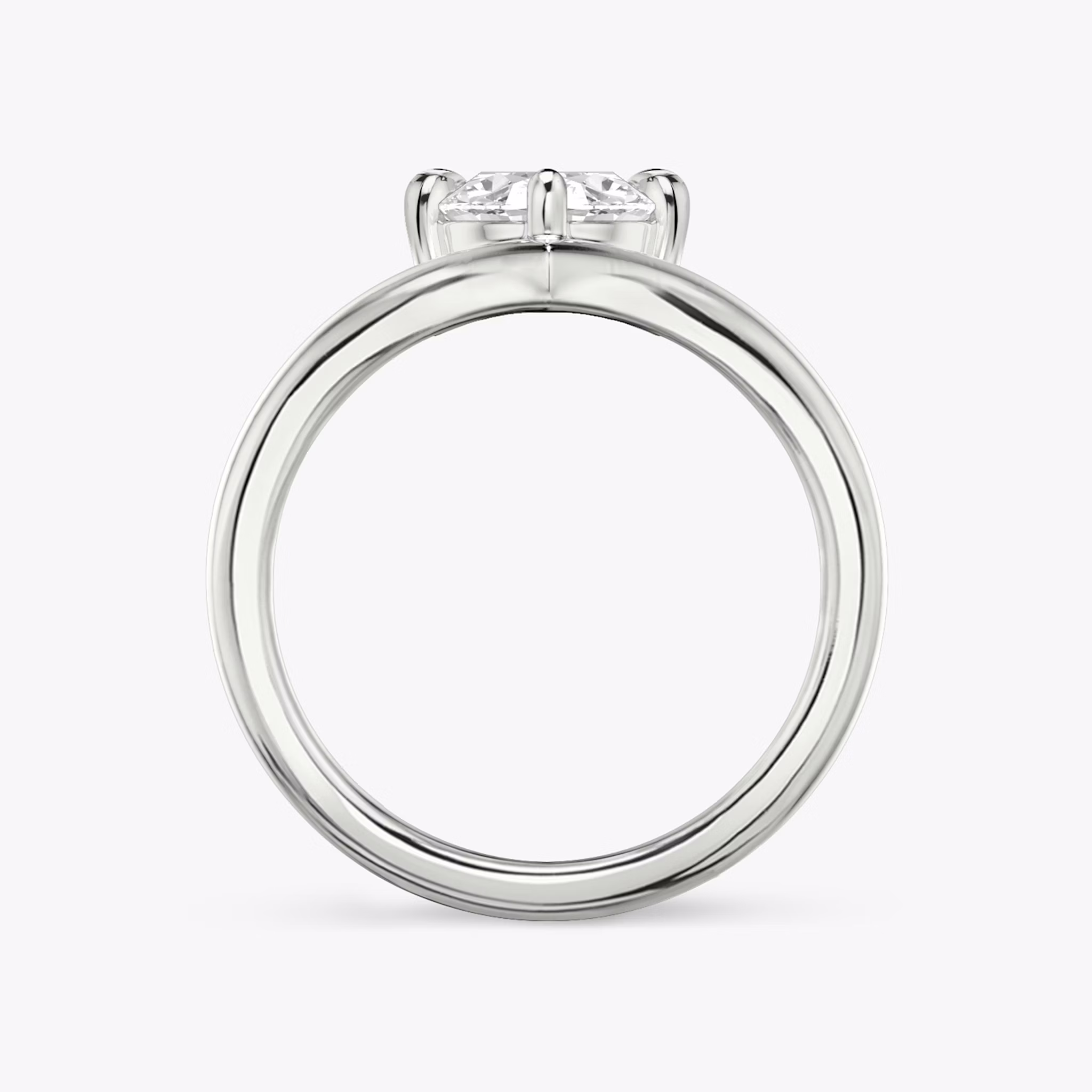 The Signature V | Oval | 18k | White Gold | bandAccent: Plain | diamondOrientation: vertical | caratWeight: other