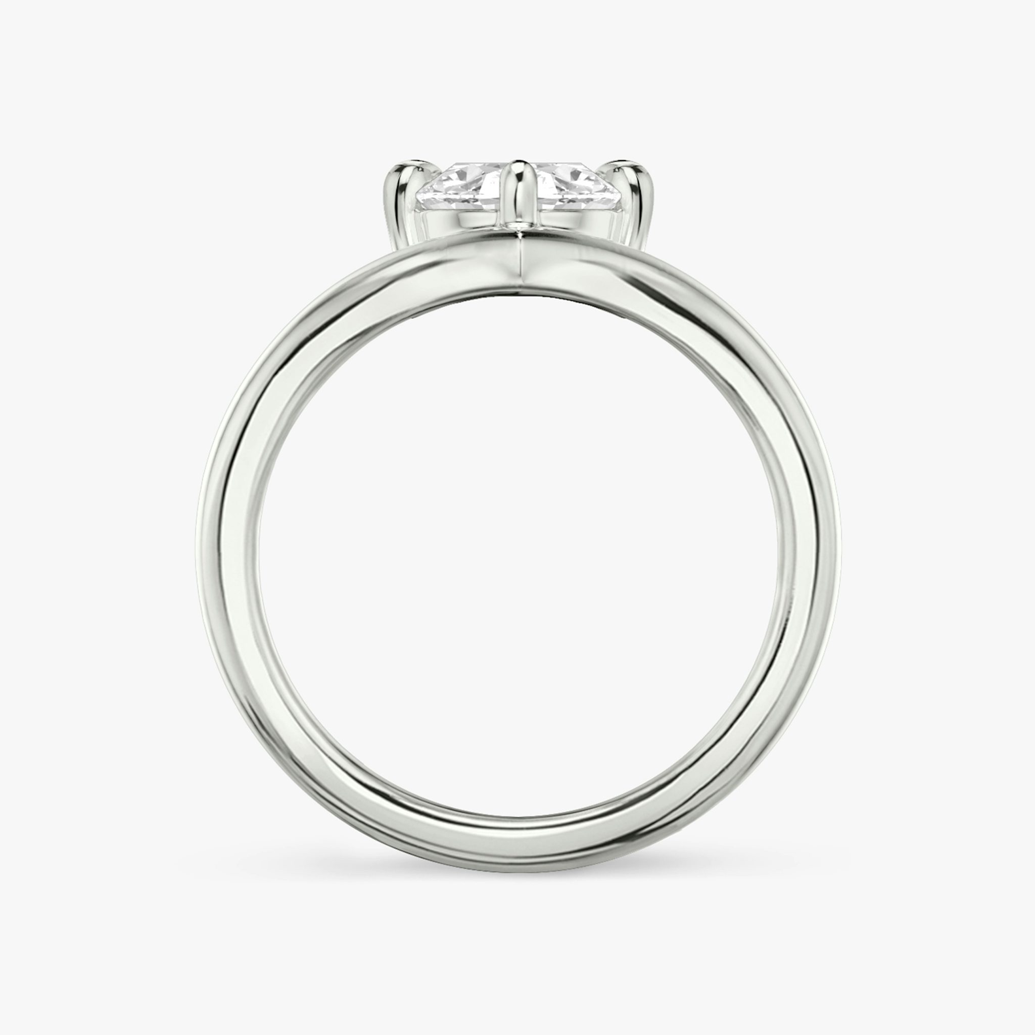 The Signature V | Oval | 18k | White Gold | bandAccent: Plain | diamondOrientation: vertical | caratWeight: other