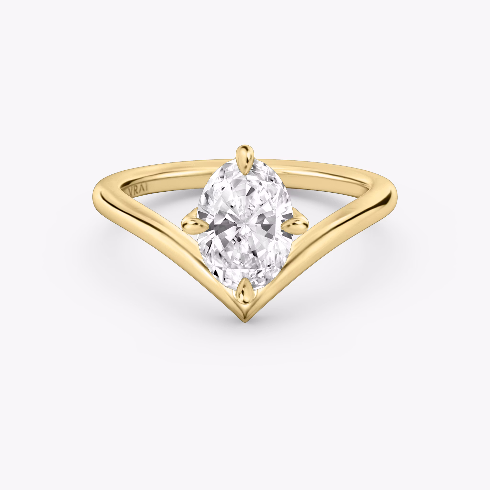 The Signature V | Oval | 18k | Yellow Gold | bandAccent: Plain | diamondOrientation: vertical | caratWeight: other