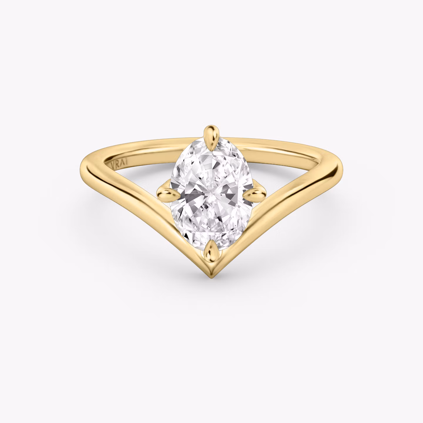 The Signature V | Oval | 18k | Yellow Gold | bandAccent: Plain | diamondOrientation: vertical | caratWeight: other