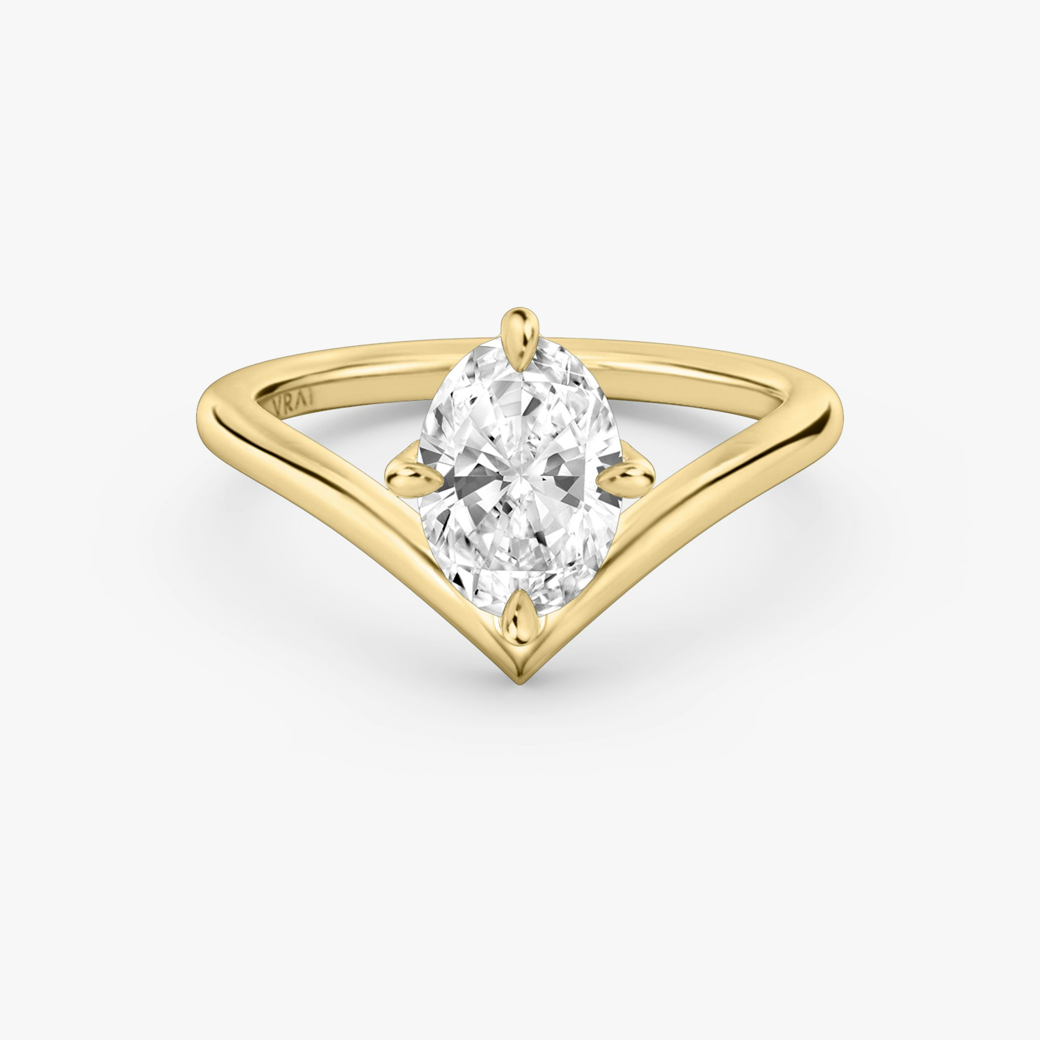 The Signature V | Oval | 18k | Yellow Gold | bandAccent: Plain | diamondOrientation: vertical | caratWeight: other