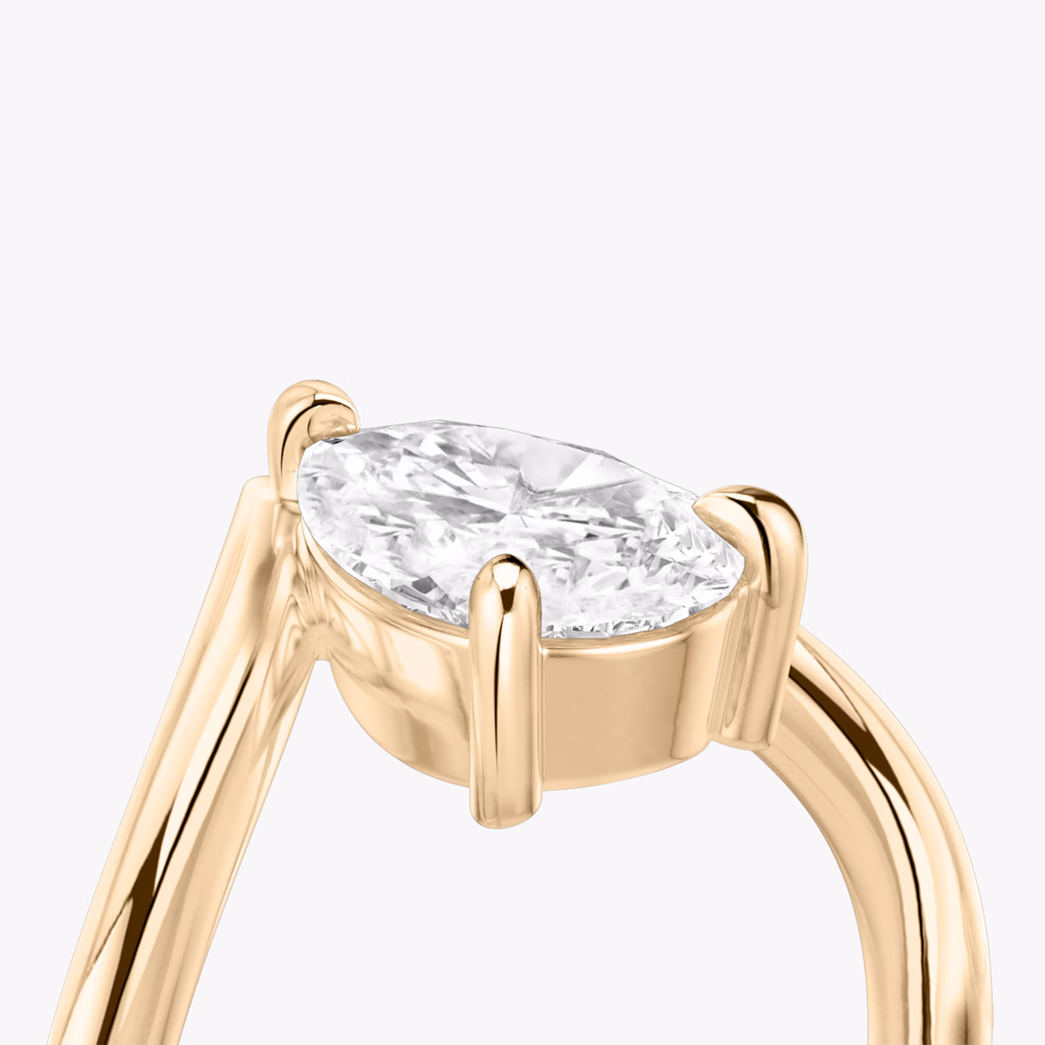 The Signature V | Pear | 14k | Rose Gold | bandAccent: Plain | diamondOrientation: vertical | caratWeight: other