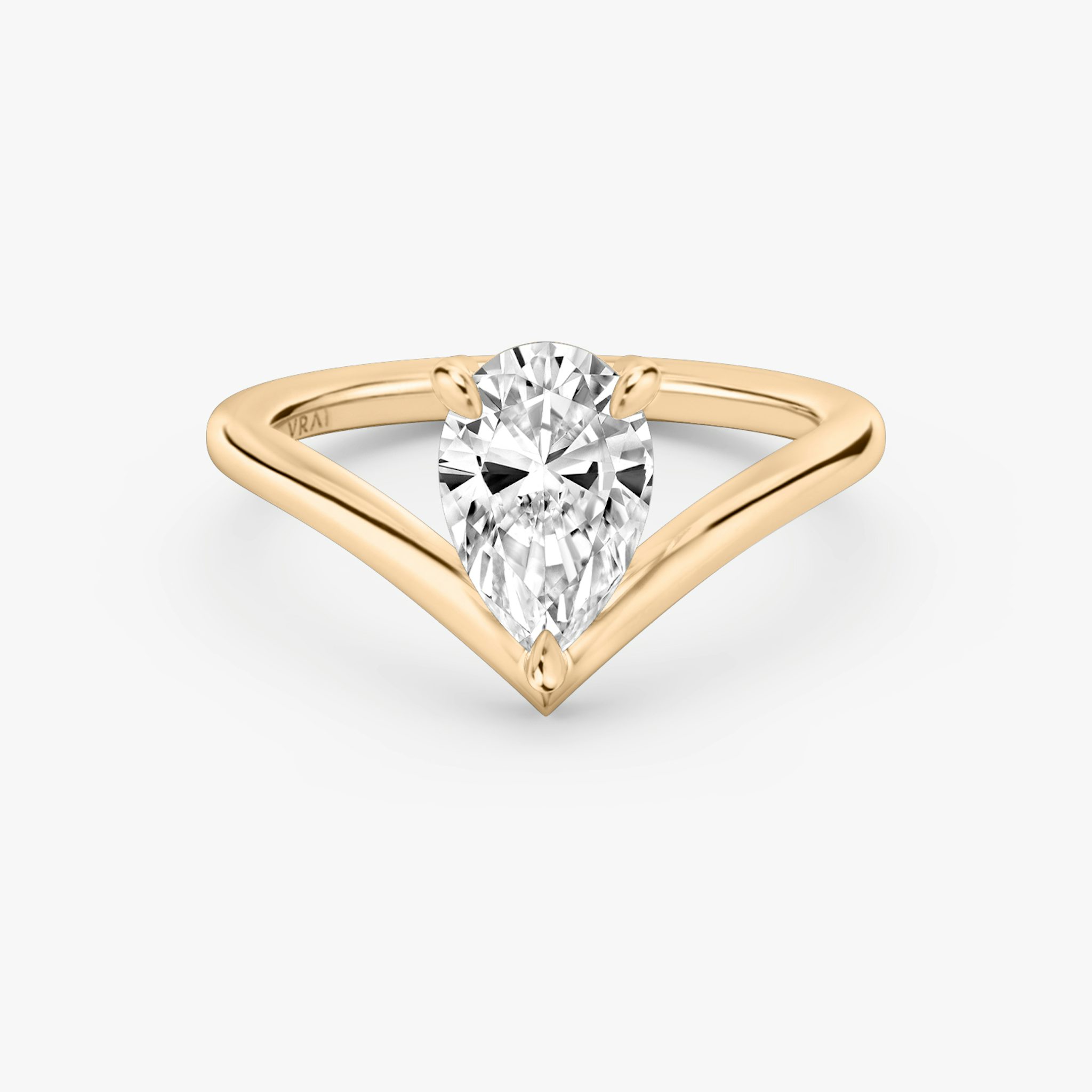 The Signature V | Pear | 14k | Rose Gold | bandAccent: Plain | diamondOrientation: vertical | caratWeight: other