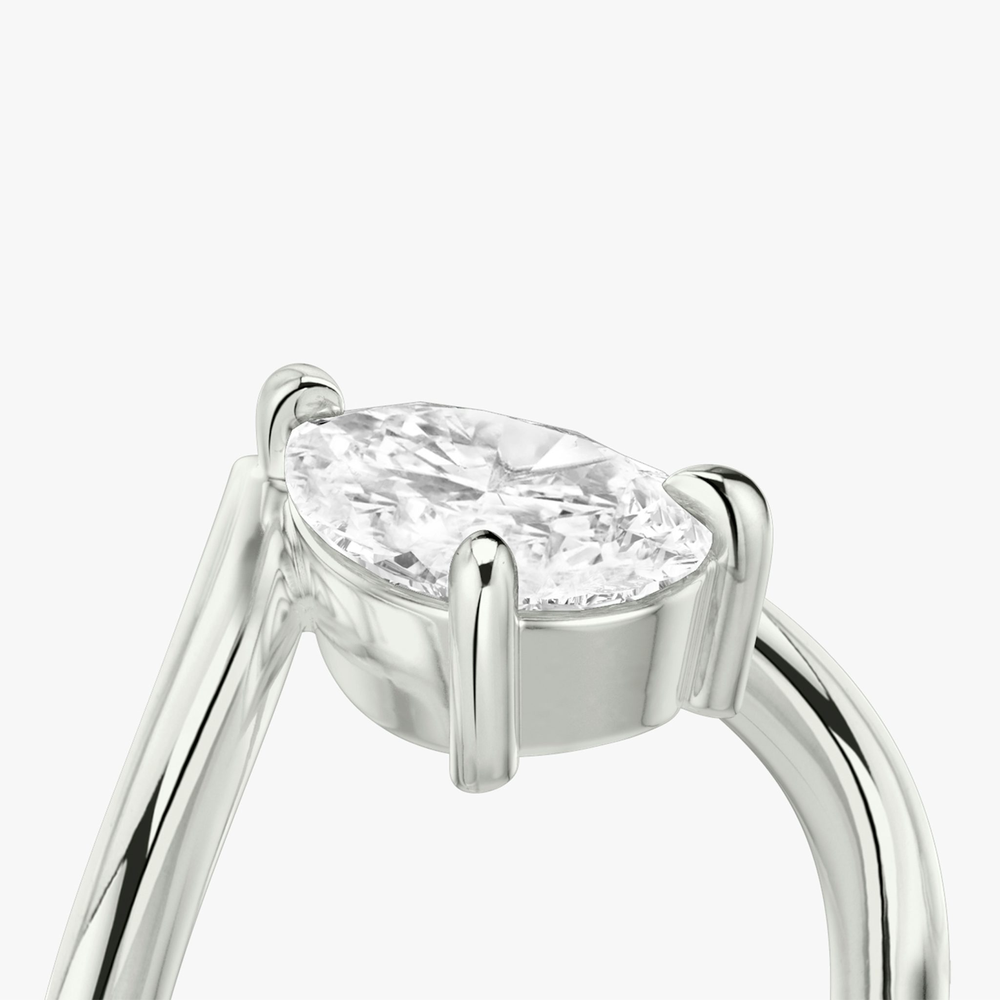 The Signature V | Pear | 18k | White Gold | bandAccent: Plain | diamondOrientation: vertical | caratWeight: other