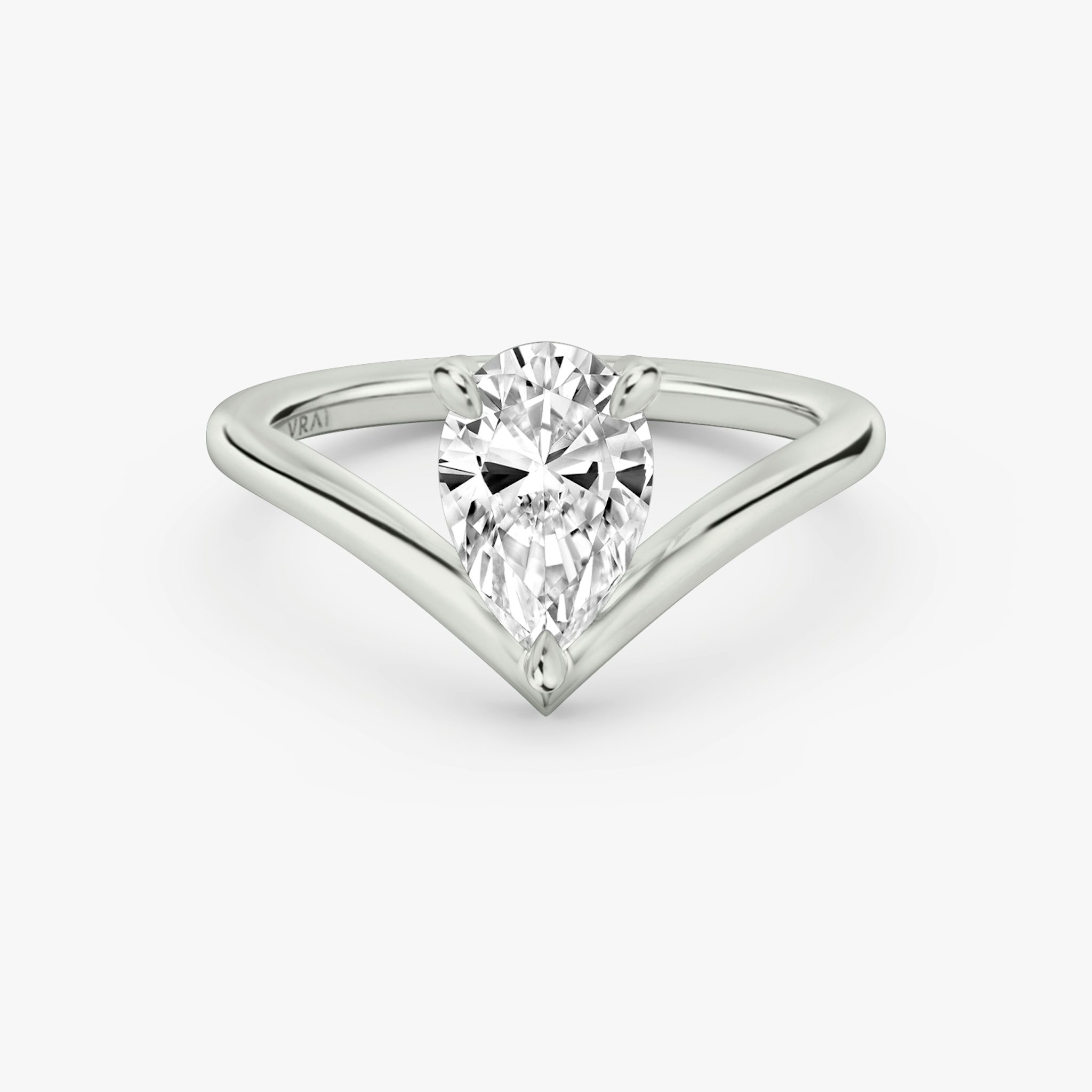The Signature V | Pear | 18k | White Gold | bandAccent: Plain | diamondOrientation: vertical | caratWeight: other