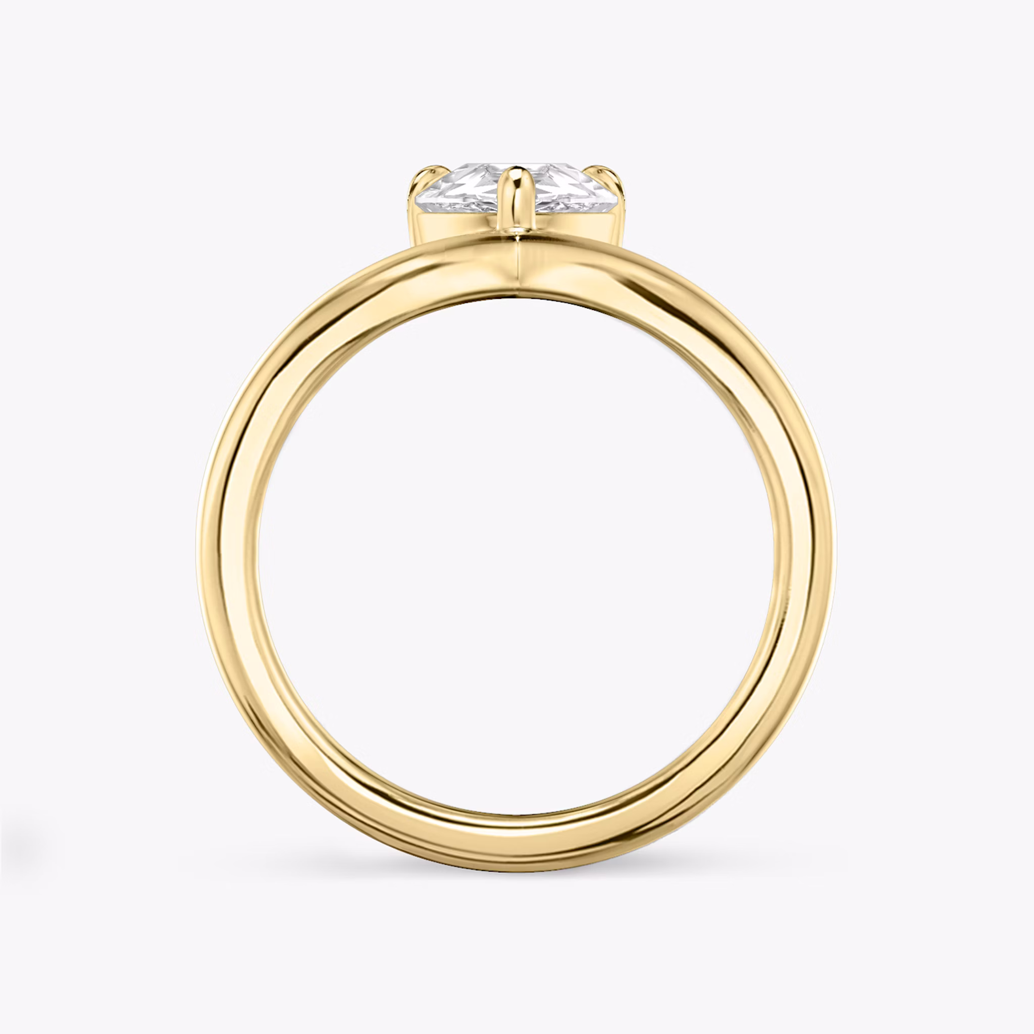 The Signature V | Pear | 18k | Yellow Gold | bandAccent: Plain | diamondOrientation: vertical | caratWeight: other