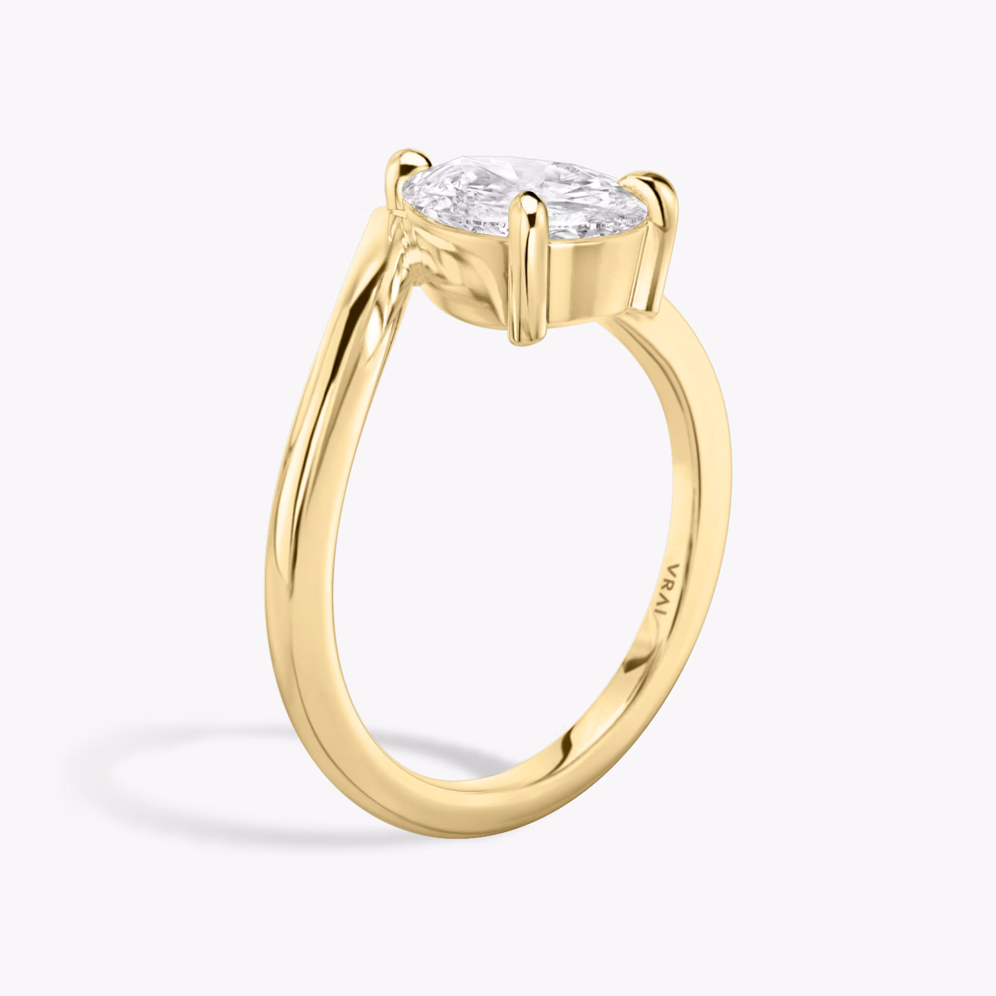 The Signature V | Pear | 18k | Yellow Gold | bandAccent: Plain | diamondOrientation: vertical | caratWeight: other