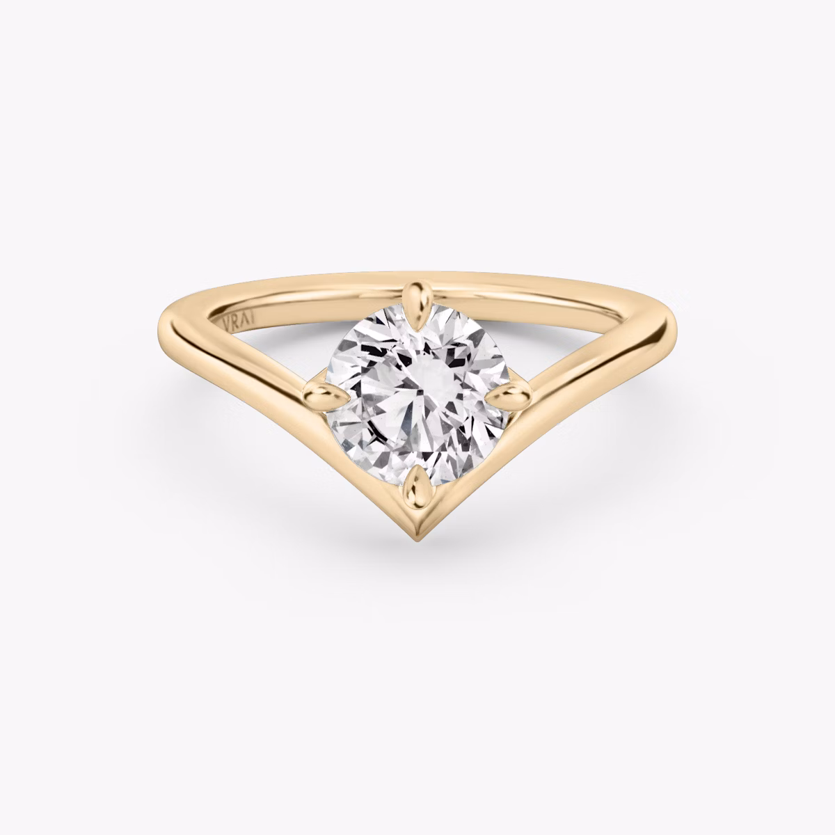 The Signature V | Round Brilliant | 14k | Rose Gold | bandAccent: Plain | caratWeight: 2.0ct | diamondOrientation: vertical