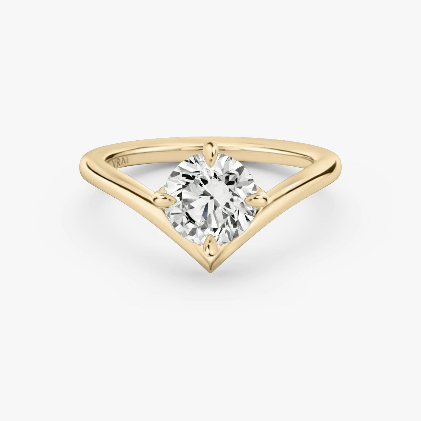 The Signature V | Round Brilliant | 14k | Rose Gold | bandAccent: Plain | caratWeight: other | diamondOrientation: vertical