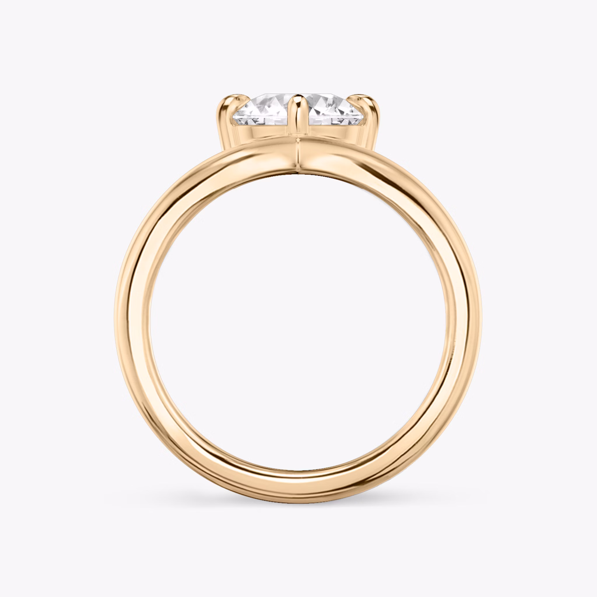 The Signature V | Round Brilliant | 14k | Rose Gold | bandAccent: Plain | caratWeight: other | diamondOrientation: vertical