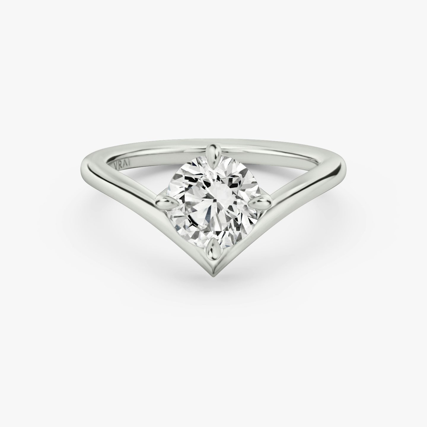 The Signature V | Round Brilliant | 18k | White Gold | bandAccent: Plain | caratWeight: 1.0ct | diamondOrientation: vertical