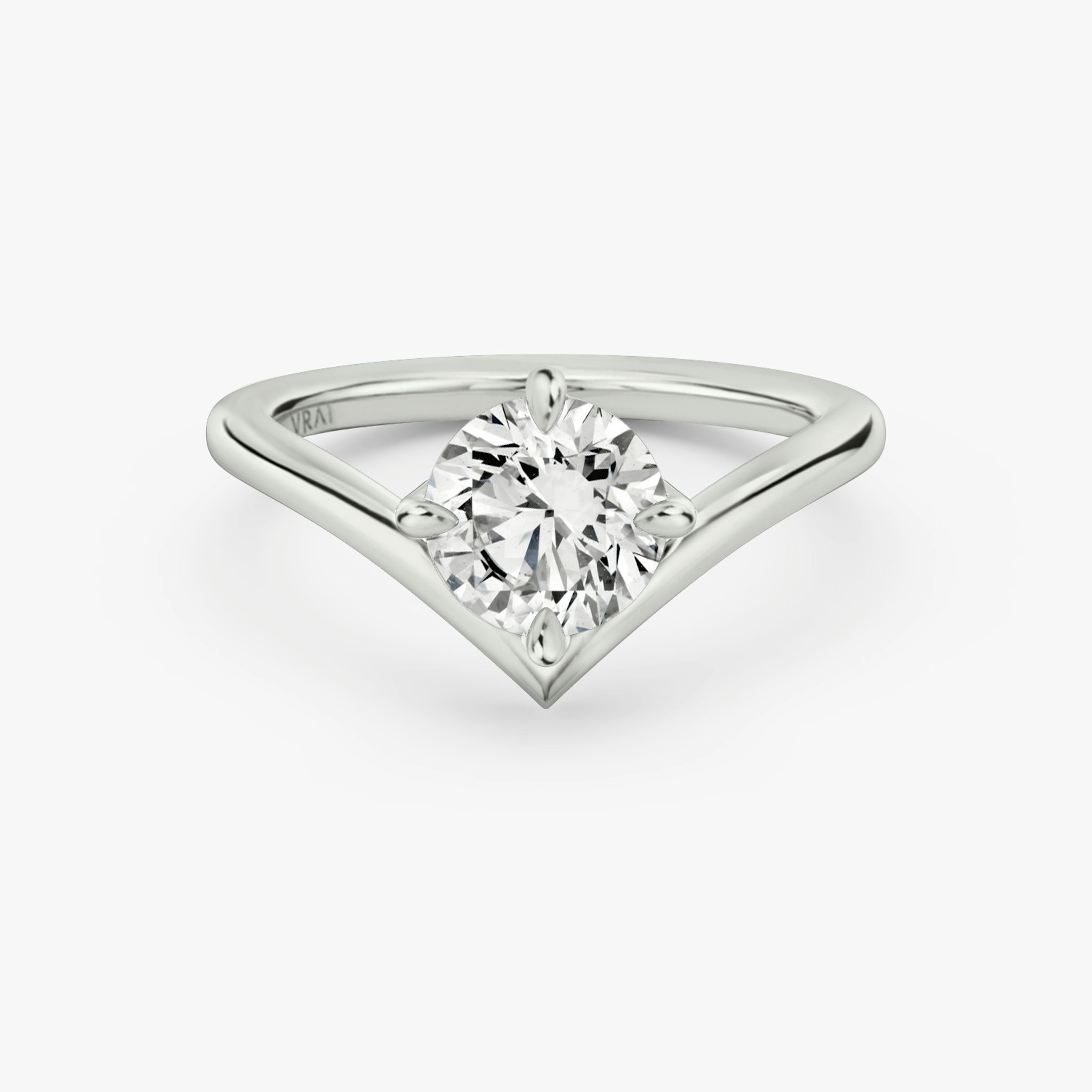 The Signature V | Round Brilliant | 18k | White Gold | bandAccent: Plain | caratWeight: 1.5ct | diamondOrientation: vertical