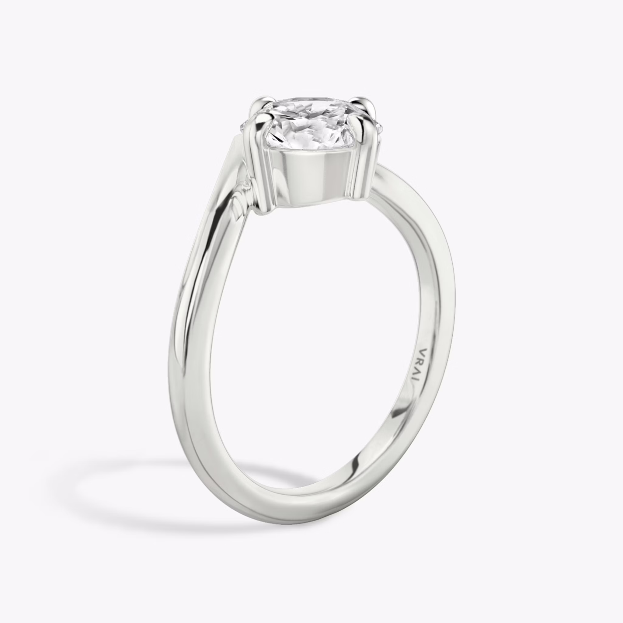 The Signature V | Round Brilliant | 18k | White Gold | bandAccent: Plain | caratWeight: 1.5ct | diamondOrientation: vertical