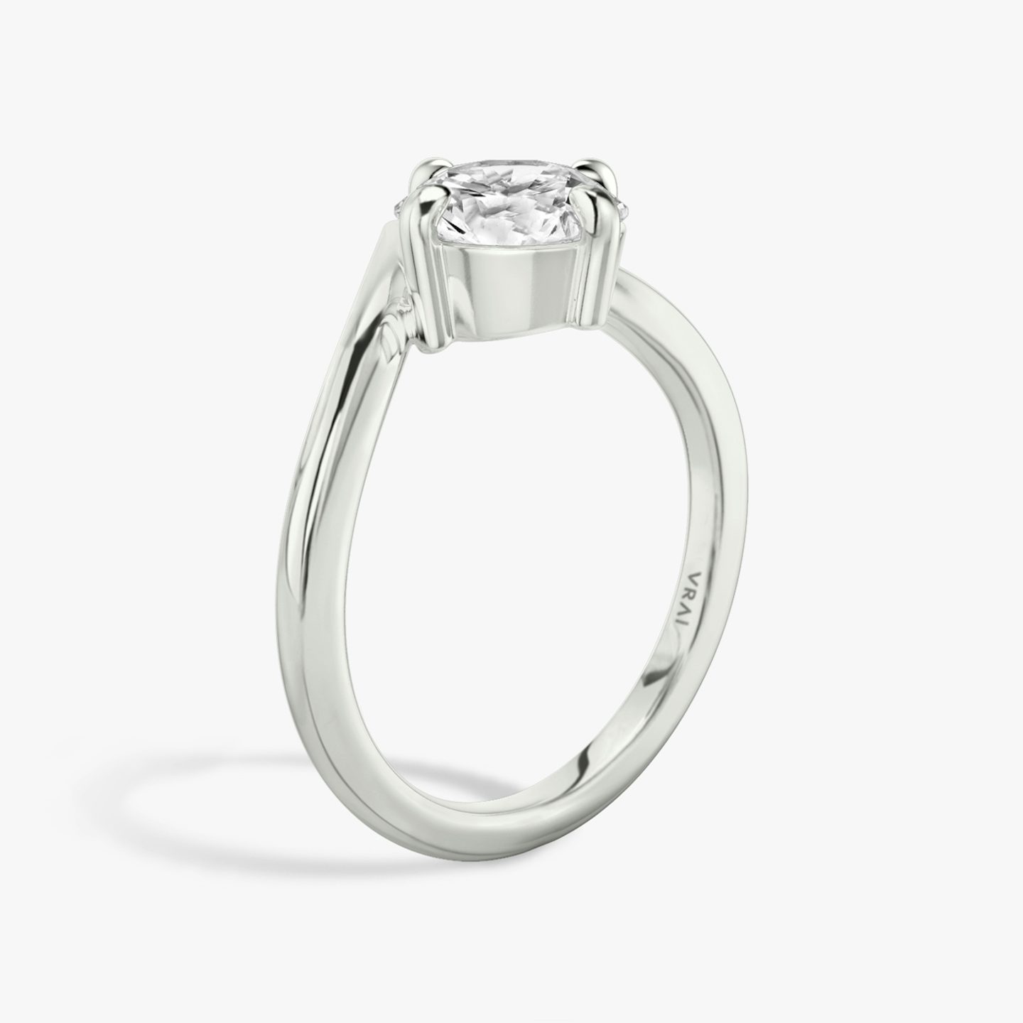 The Signature V | Round Brilliant | 18k | White Gold | bandAccent: Plain | caratWeight: 1.0ct | diamondOrientation: vertical