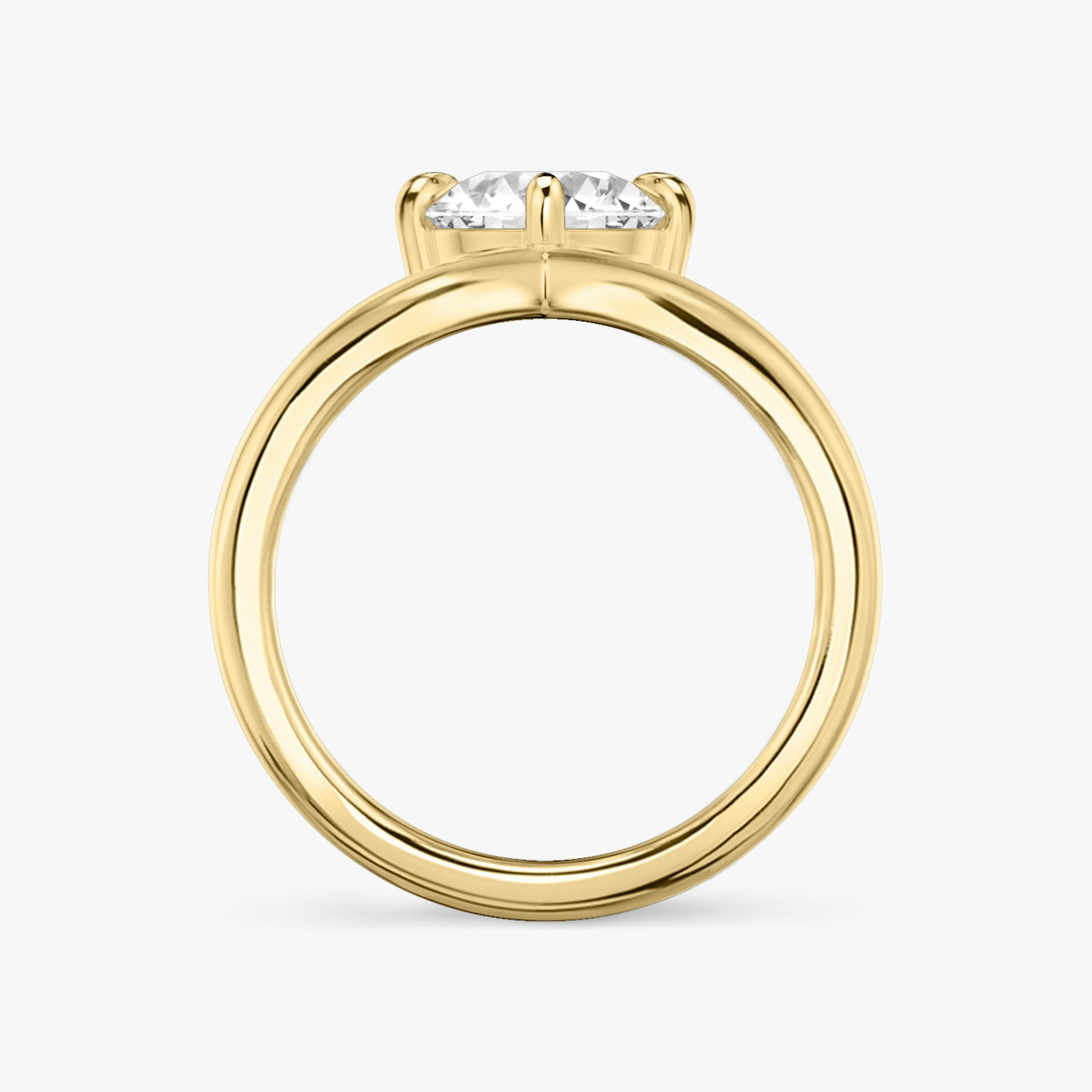 The Signature V | Round Brilliant | 18k | Yellow Gold | bandAccent: Plain | caratWeight: other | diamondOrientation: vertical