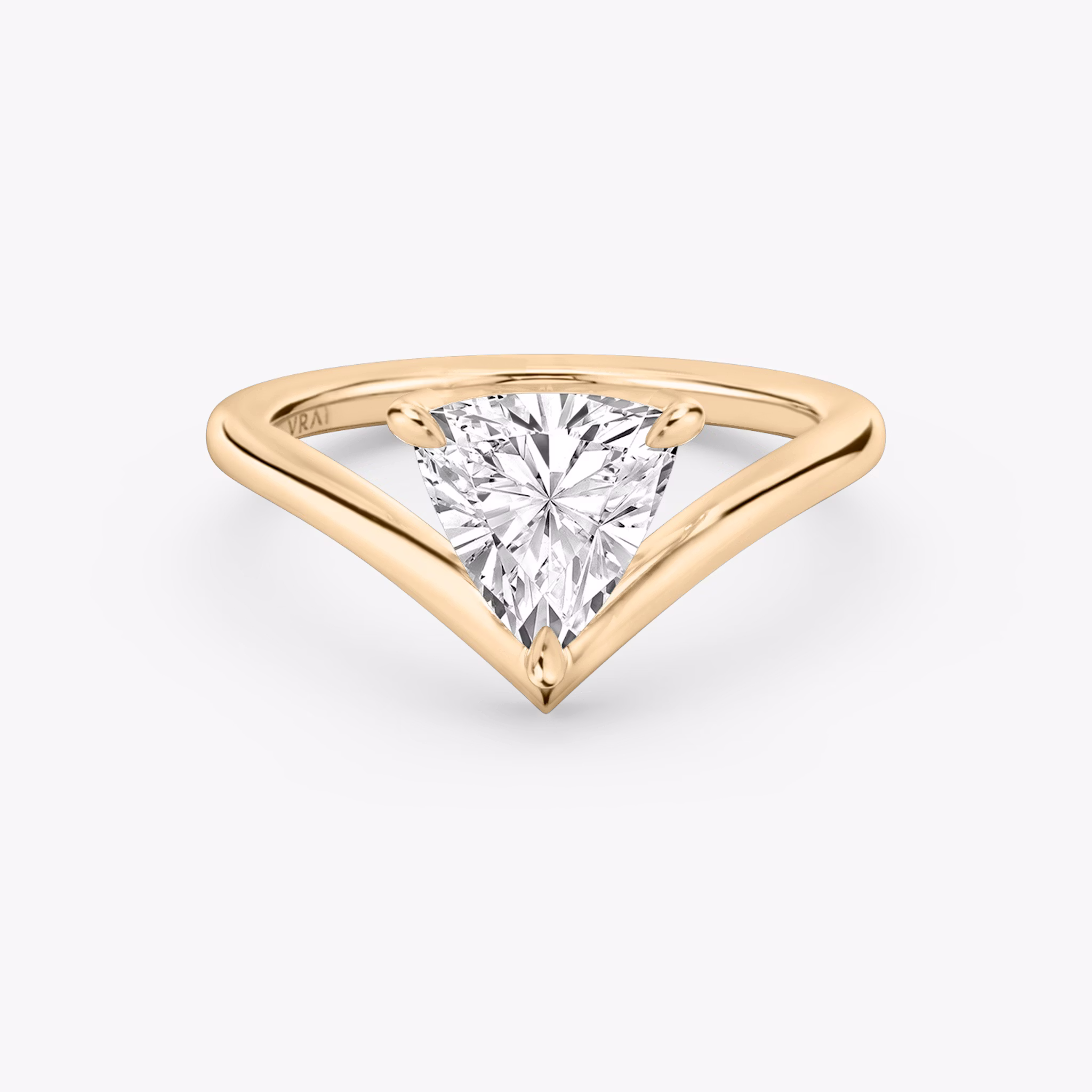 The Signature V | Trillion | 14k | Rose Gold | bandAccent: Plain | diamondOrientation: vertical | caratWeight: other