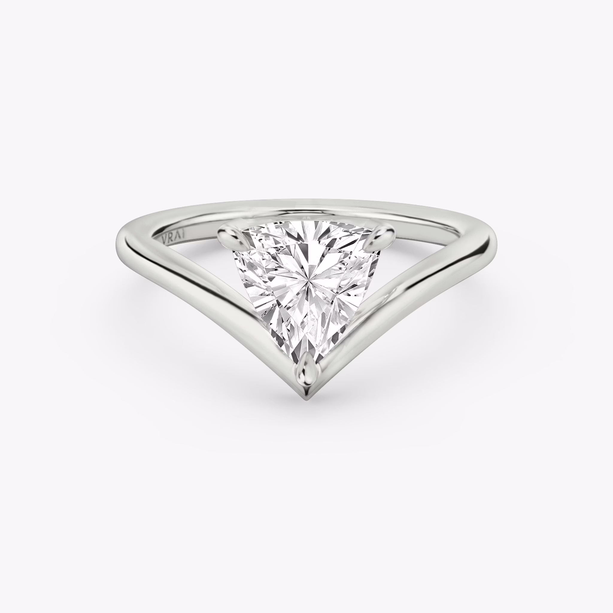 The Signature V | Trillion | 18k | White Gold | bandAccent: Plain | diamondOrientation: vertical | caratWeight: other