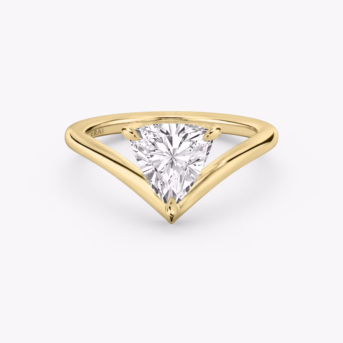 The Signature V | Trillion | 18k | Yellow Gold | bandAccent: Plain | diamondOrientation: vertical | caratWeight: other