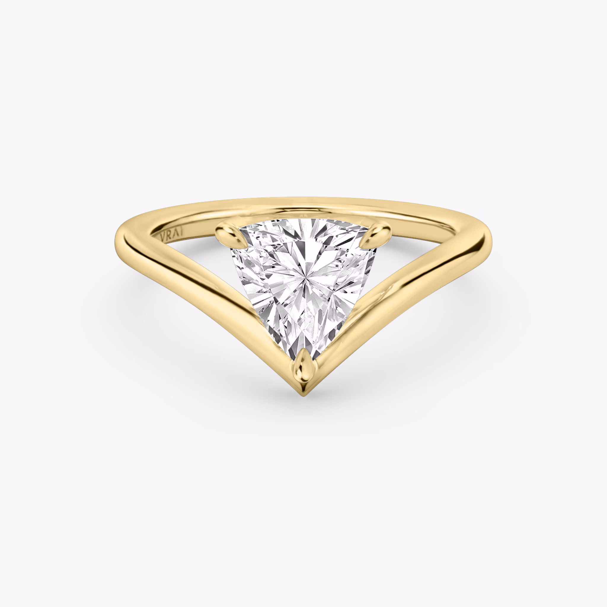 The Signature V | Trillion | 18k | Yellow Gold | bandAccent: Plain | diamondOrientation: vertical | caratWeight: other