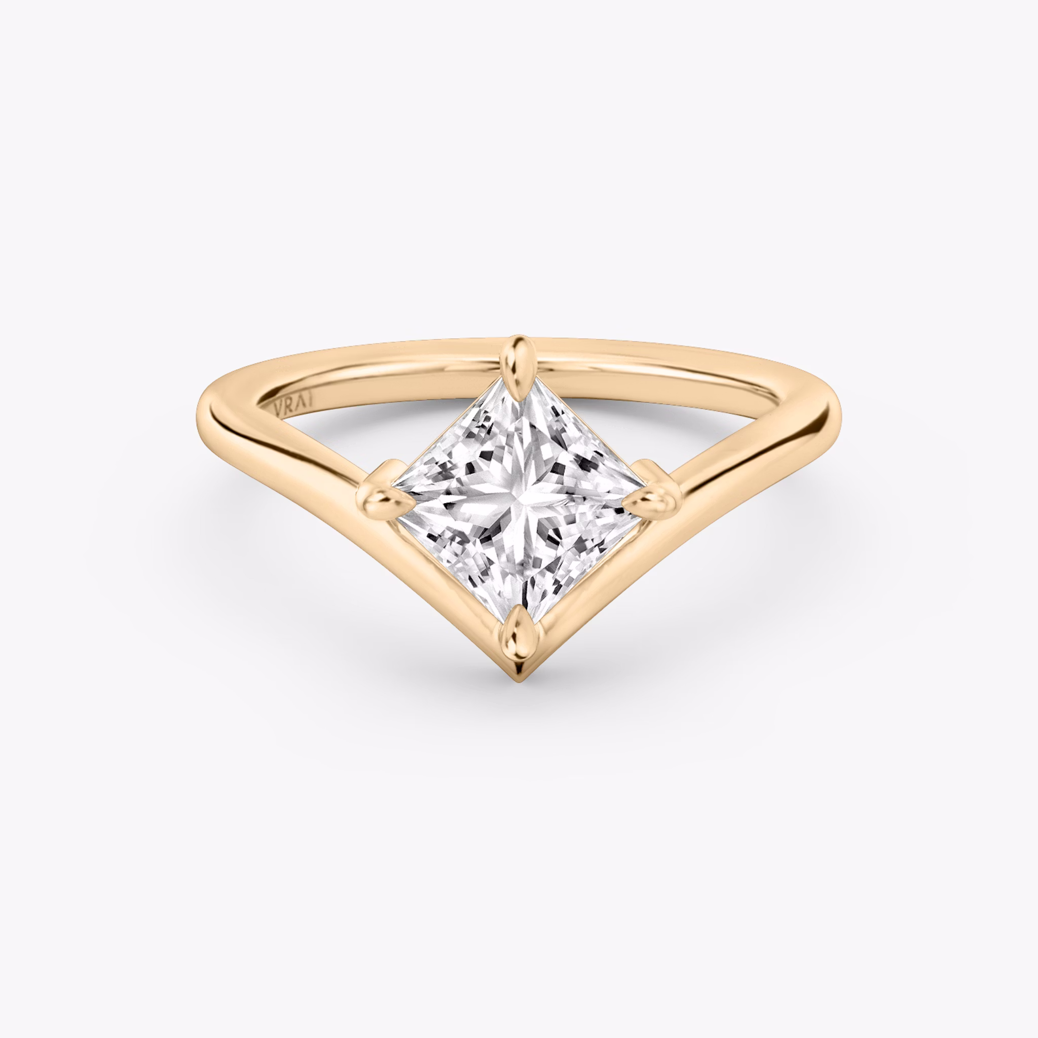 The Signature V | Princess | 14k | Rose Gold | bandAccent: Plain | diamondOrientation: vertical | caratWeight: other
