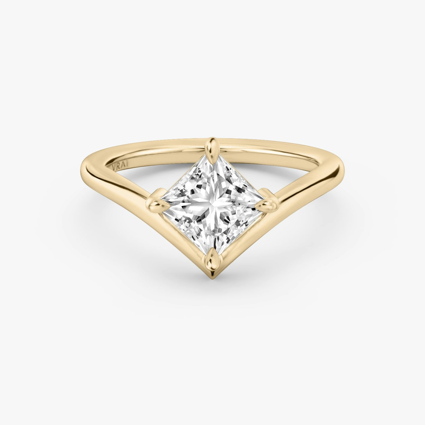 The Signature V | Princess | 14k | Rose Gold | bandAccent: Plain | diamondOrientation: vertical | caratWeight: other