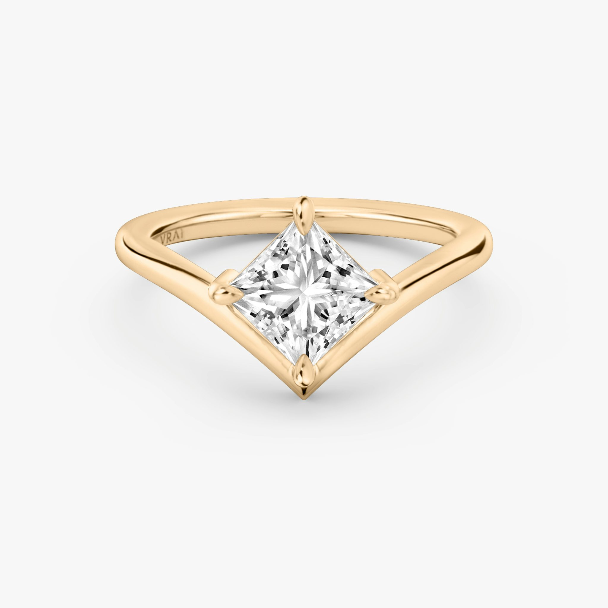 The Signature V | Princess | 14k | Rose Gold | bandAccent: Plain | diamondOrientation: vertical | caratWeight: other