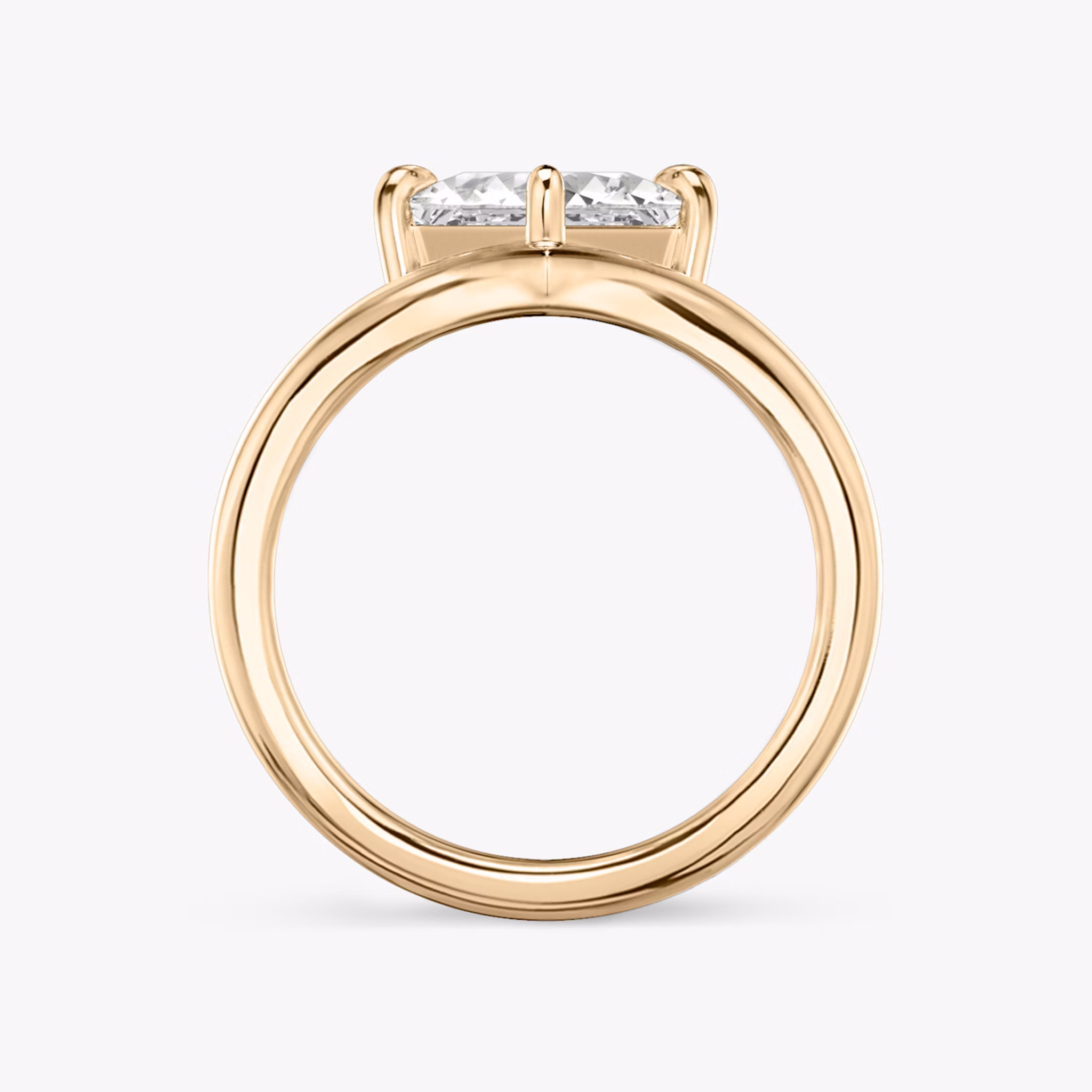 The Signature V | Princess | 14k | Rose Gold | bandAccent: Plain | diamondOrientation: vertical | caratWeight: other