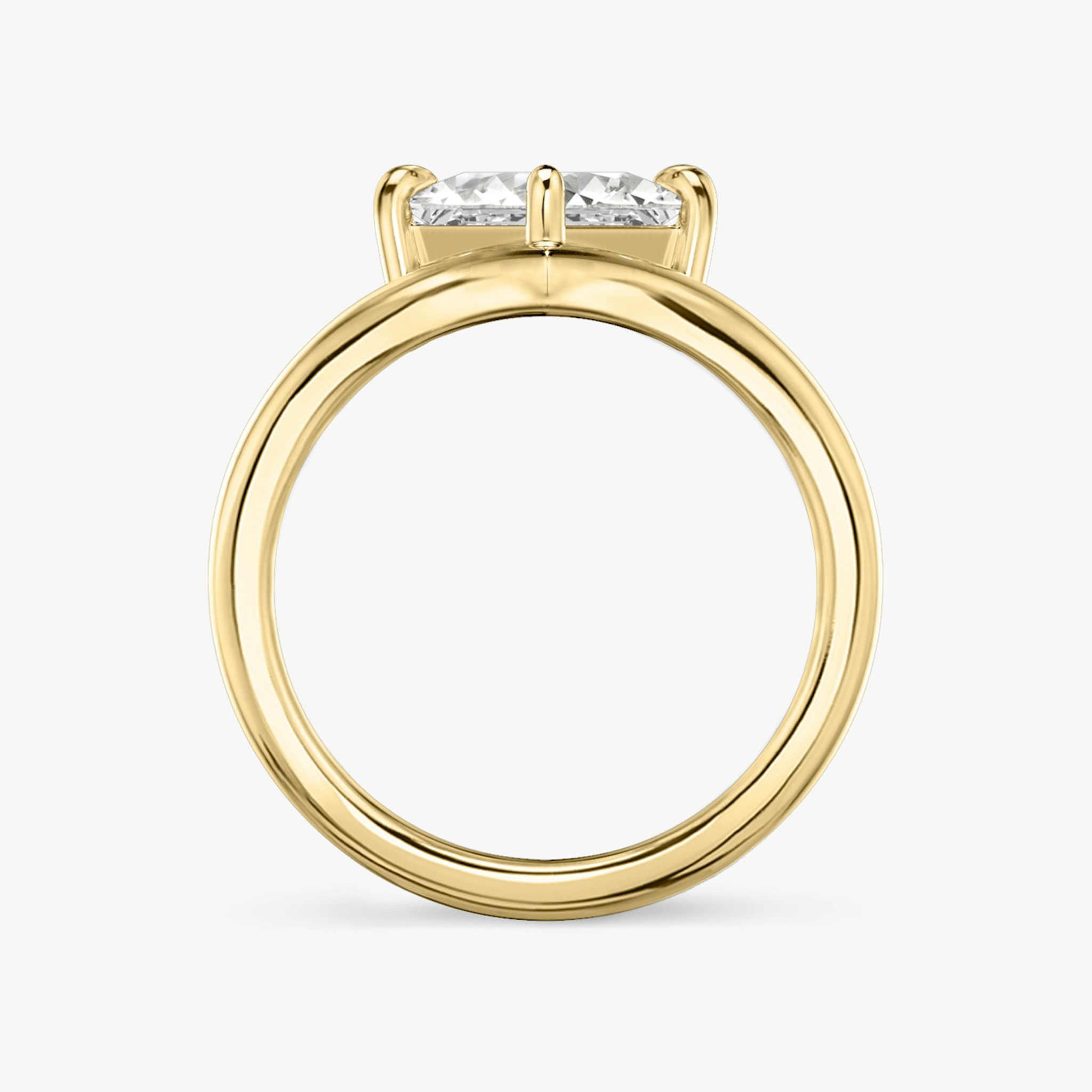 The Signature V | Princess | 18k | Yellow Gold | bandAccent: Plain | diamondOrientation: vertical | caratWeight: other