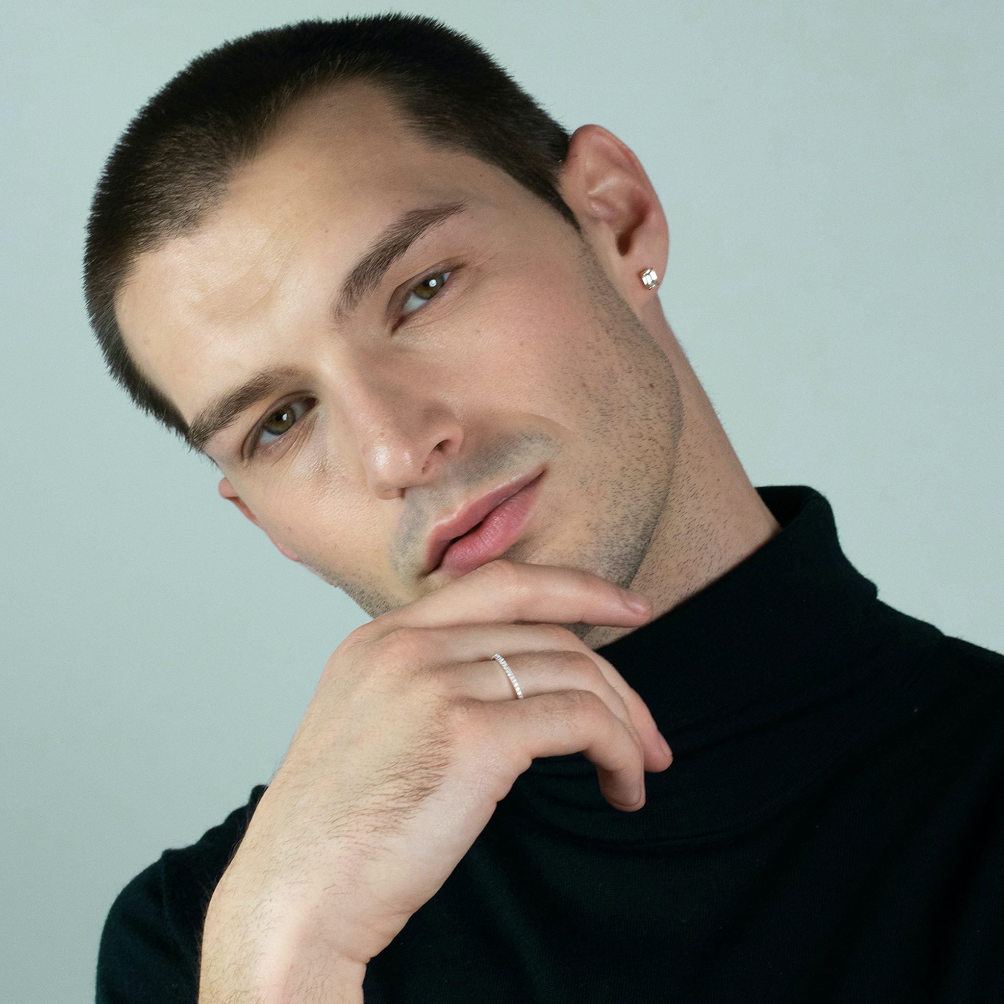 The Half Pavé Band | Round Brilliant | 14k | Rose Gold | bandVersion: large