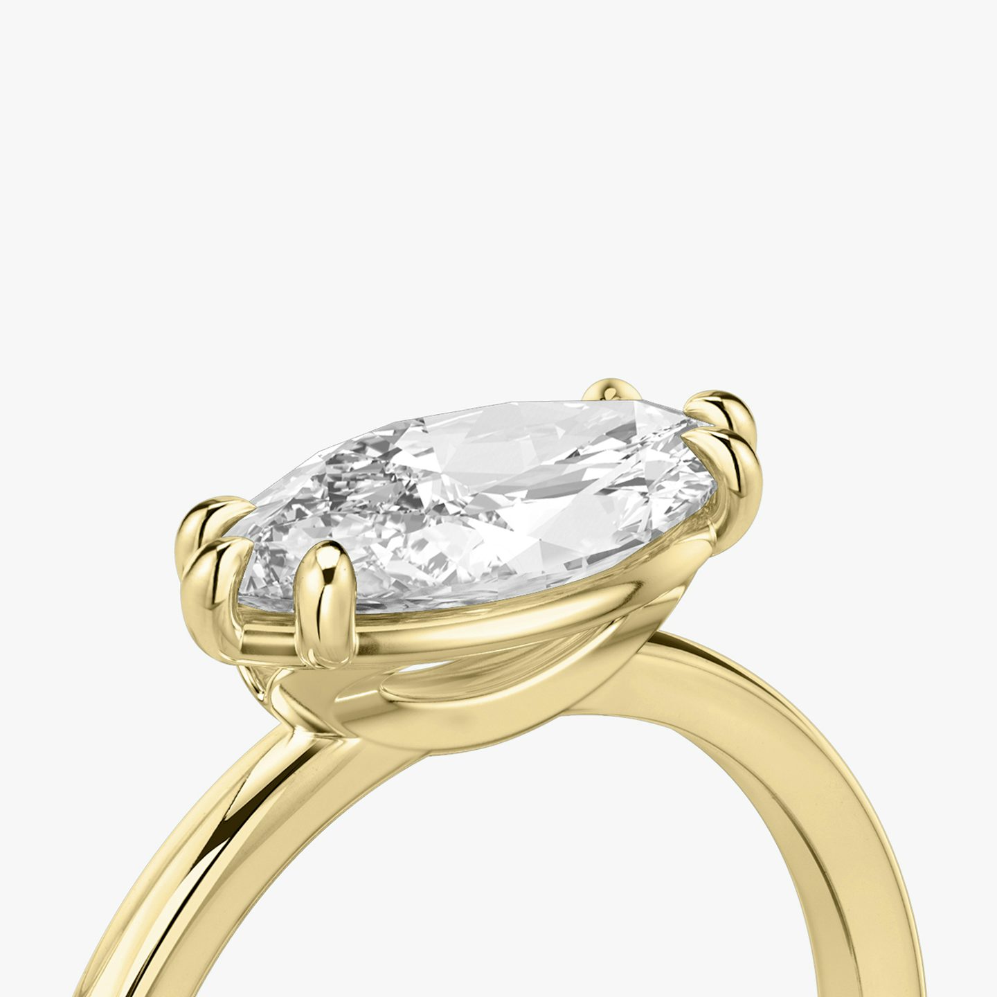 Bague de fiançailles Signature  | Marquise | 18k | Or jaune | bandAccent: Simple | bandWidth: standard | diamondOrientation: horizontal | hiddenHalo: no | caratWeight: other