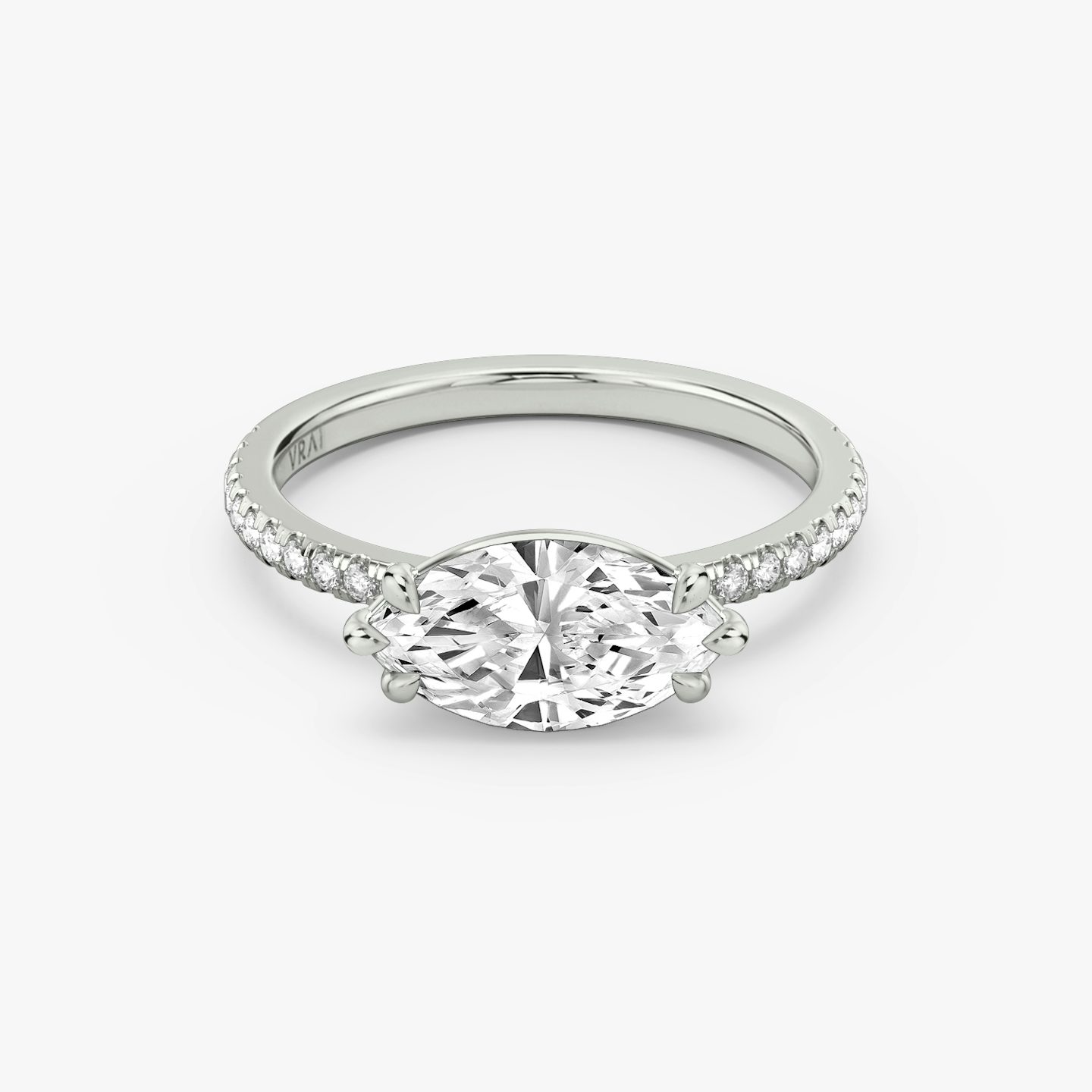 The Signature | Marquise | 18k | White Gold | bandAccent: Pavé | bandWidth: standard | diamondOrientation: horizontal | hiddenHalo: no | caratWeight: other